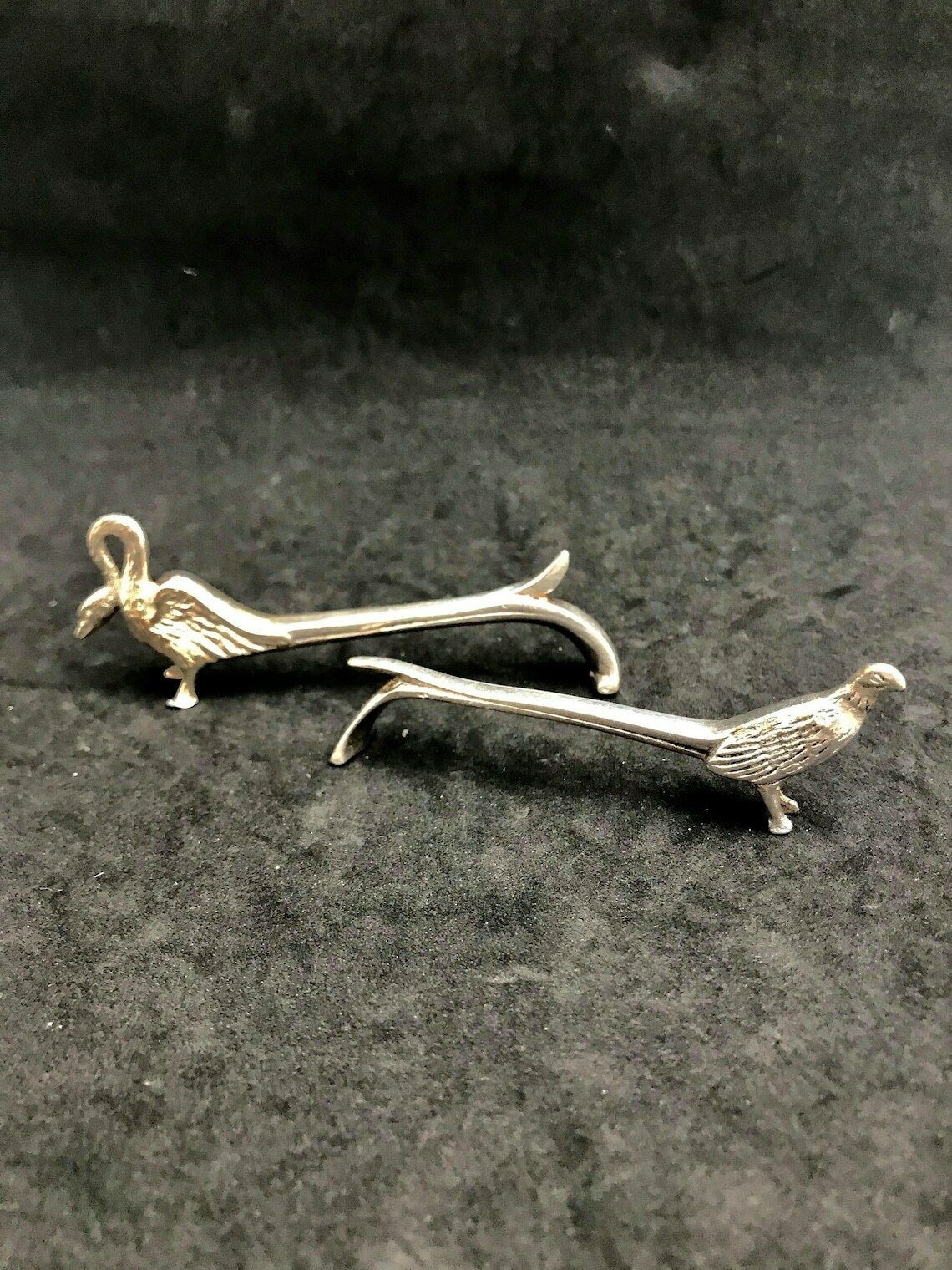 Messenleggers Art Deco Dierenfiguren Zwaanvorm Verzilverd Metaal – Set Van 2, Cadeau Voor Koppel photo 101.0