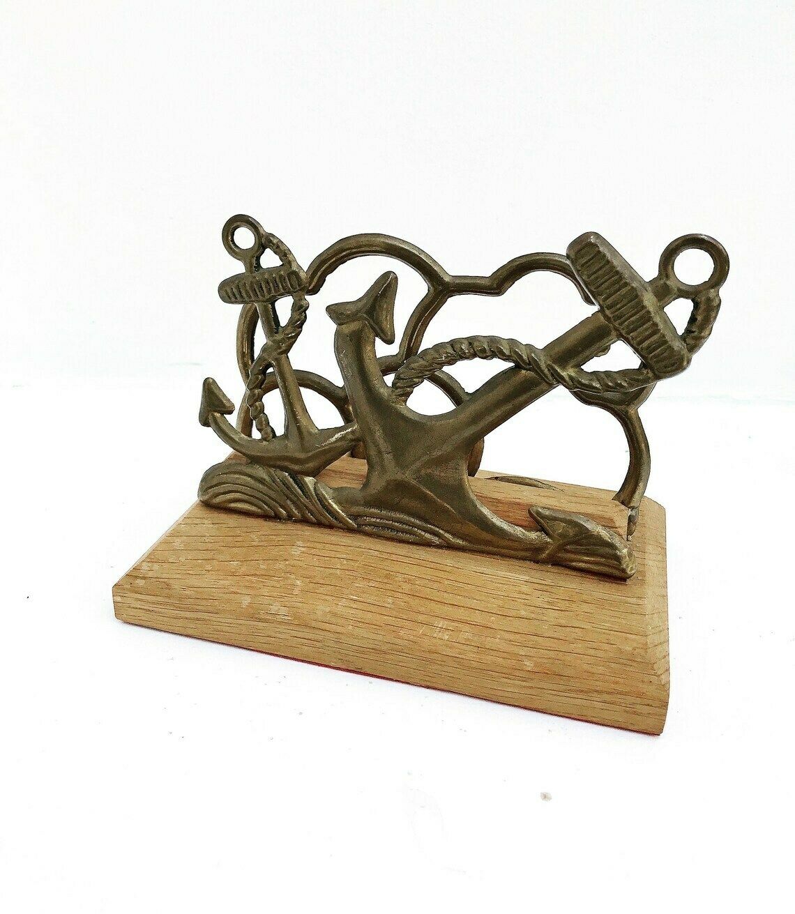 Brass Letter Rack Mail Holder Nautical Decor Desktop Accessories Bronze Accents Desk Organizer Gift For Colleague Bill Holder Coastal Home