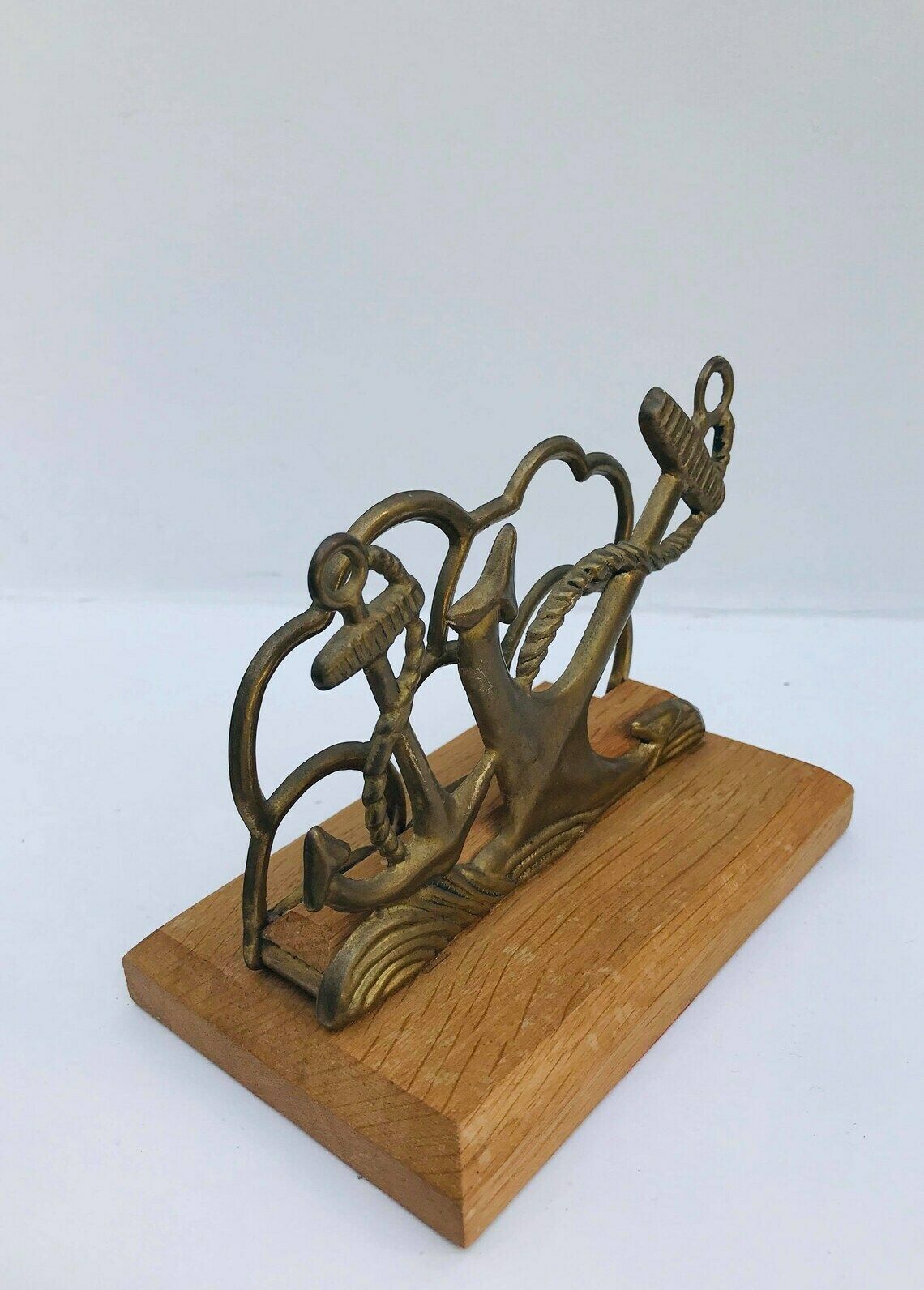 Brass Letter Rack Mail Holder Nautical Decor Desktop Accessories Bronze Accents Desk Organizer Gift For Colleague Bill Holder Coastal Home photo for sale