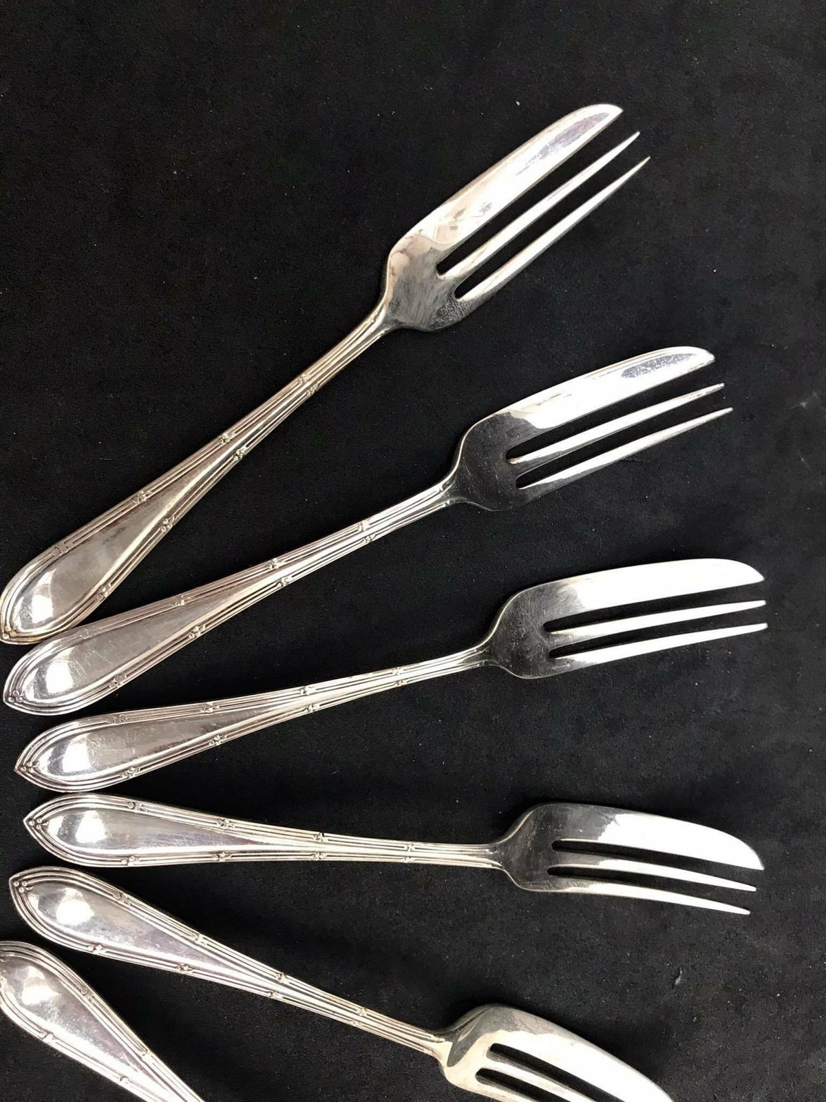 Oyster Forks Dessert Screen 6 Small Forks Appetizers Seafood Silver Plated English Old Forks, Antique Cake Forks Wedding Gift photo 147.0