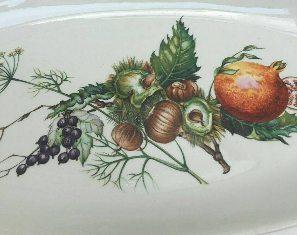Villeroy And Boch Oval Serving Plate With Fruits And Nuts Pattern Villeroy And Boch Earthenware, China Replacement, Discontinued China photo for sale