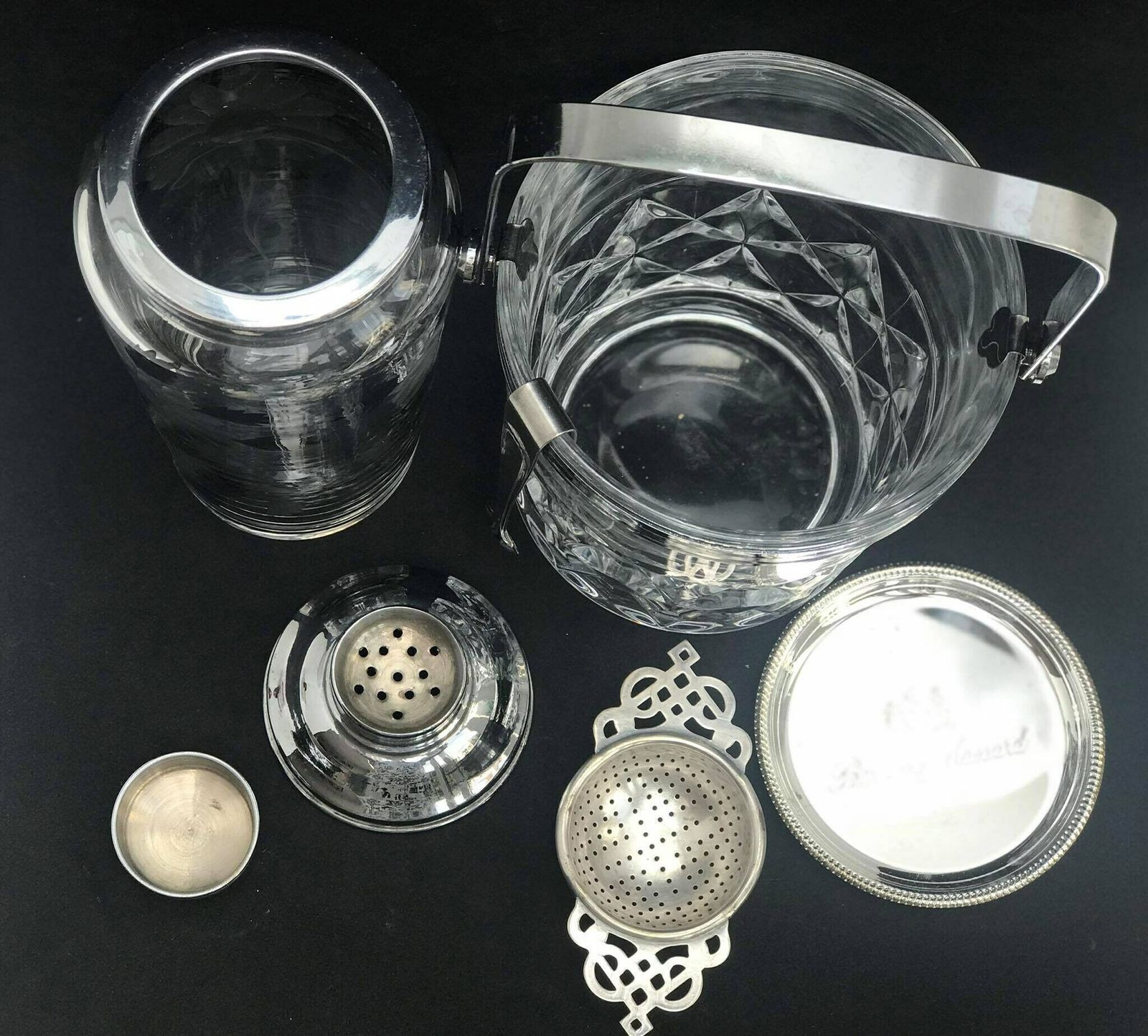 photo for sale Bar Set Cocktail Shaker Ice Bucket Strainer Vintage 60s Mixology Tools Gift For Him Bar Cart Styling Mixology Gift