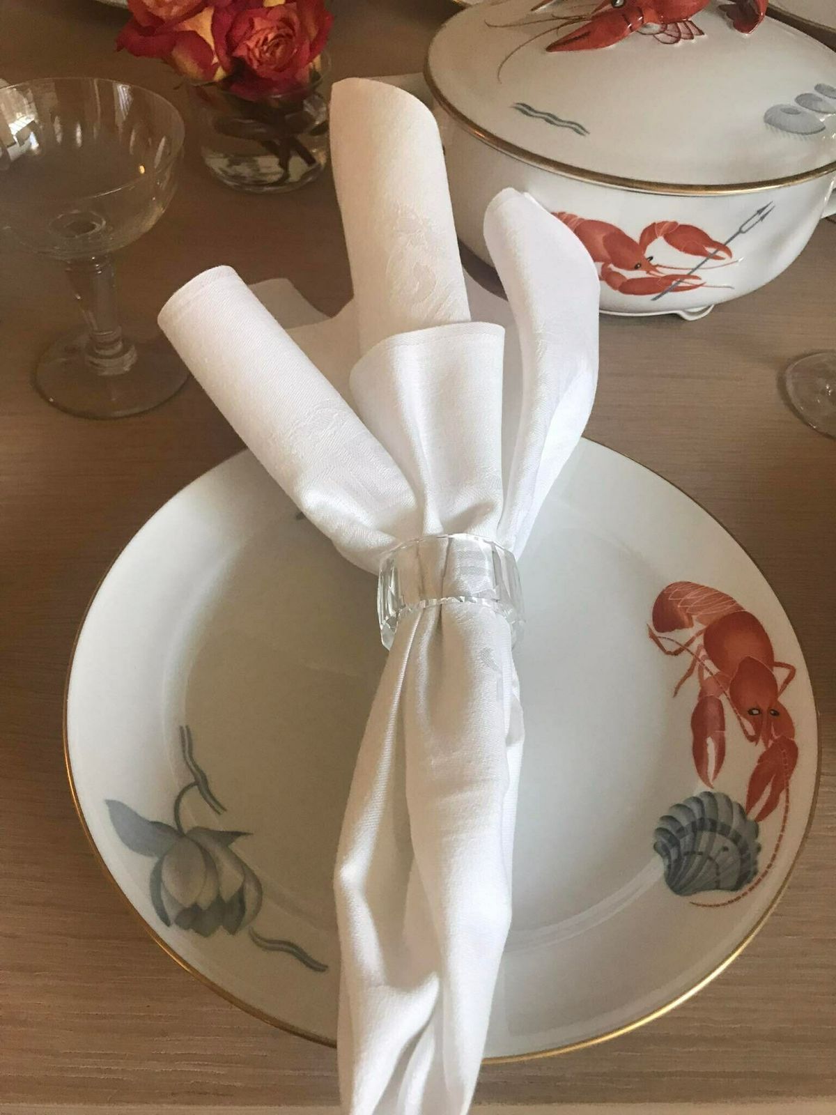 Napkin Rings French Art Glass Design Hostess Gift Lot Of 6 Vintage Clear Glass Retro Classic Table Gift For Her Wedding Gift photo Home Decor