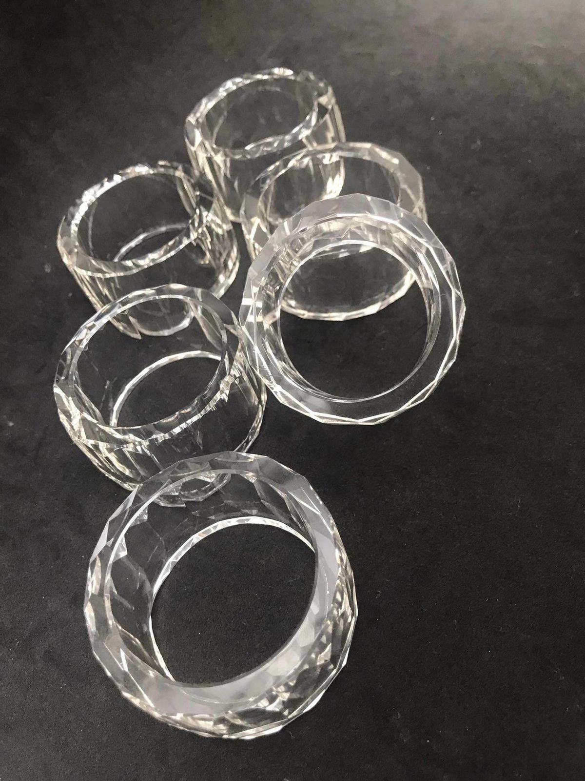 Napkin Rings French Art Glass Design Hostess Gift Lot Of 6 Vintage Clear Glass Retro Classic Table Gift For Her Wedding Gift photo 177.0