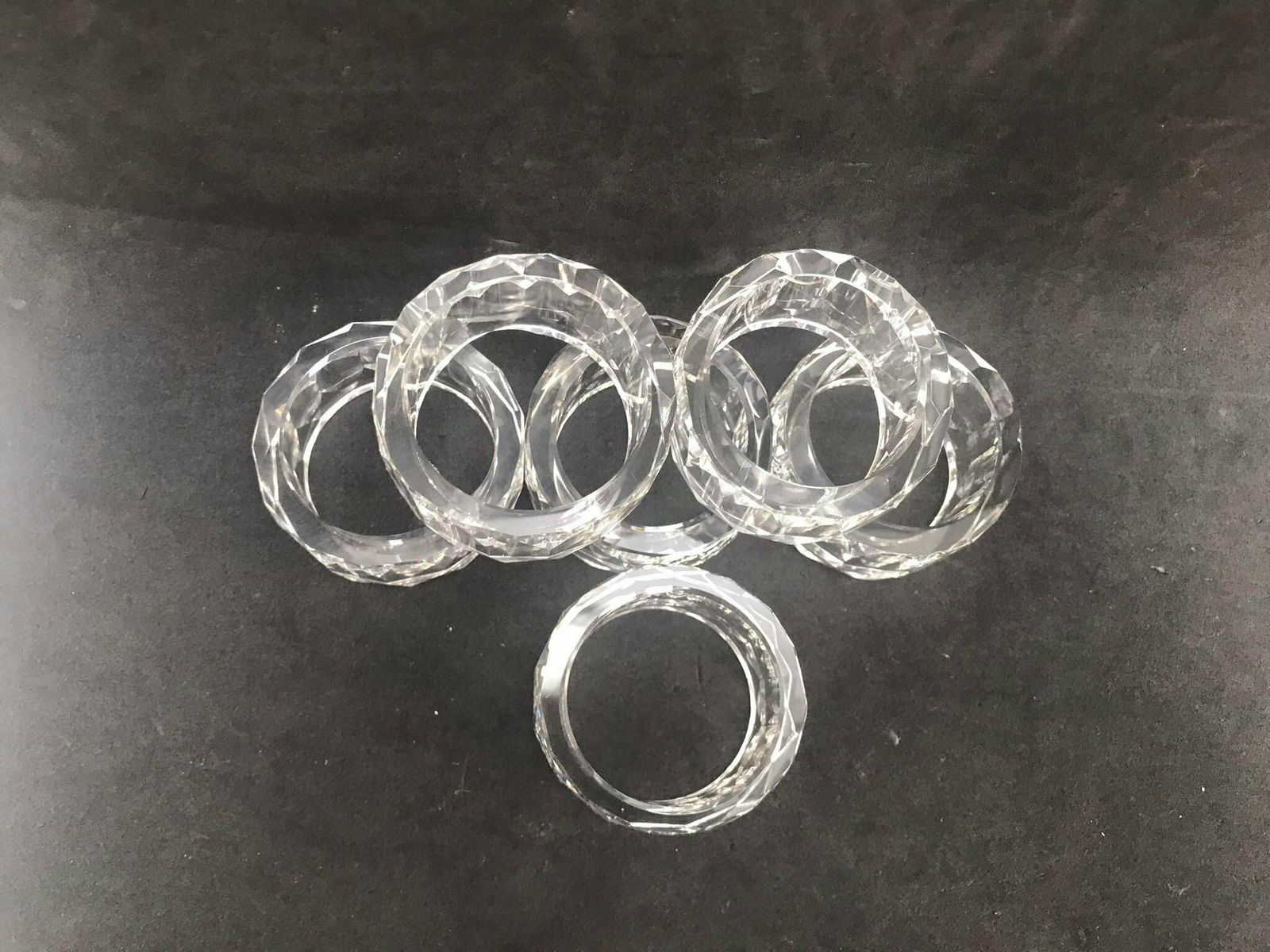 Napkin Rings French Art Glass Design Hostess Gift Lot Of 6 Vintage Clear Glass Retro Classic Table Gift For Her Wedding Gift photo vintage