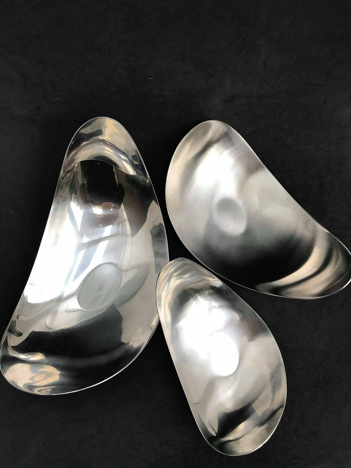 Georg Jensen Leaf Dish Set 3 In Stainless Steel By Helle Damkjaer Vintage Danish Design Scandinavian Appetizer Plates Catch All Dish Gift photo Home Decor