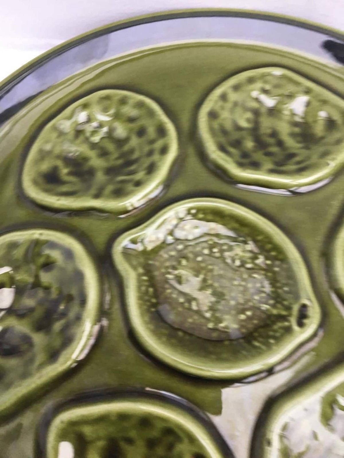 2 Green Oyster Plate Niderviller Earthenware From The 50s Oyster Plate Oyster Dish Collector Oyster Collection Wedding Gift, French Pottery photo for sale