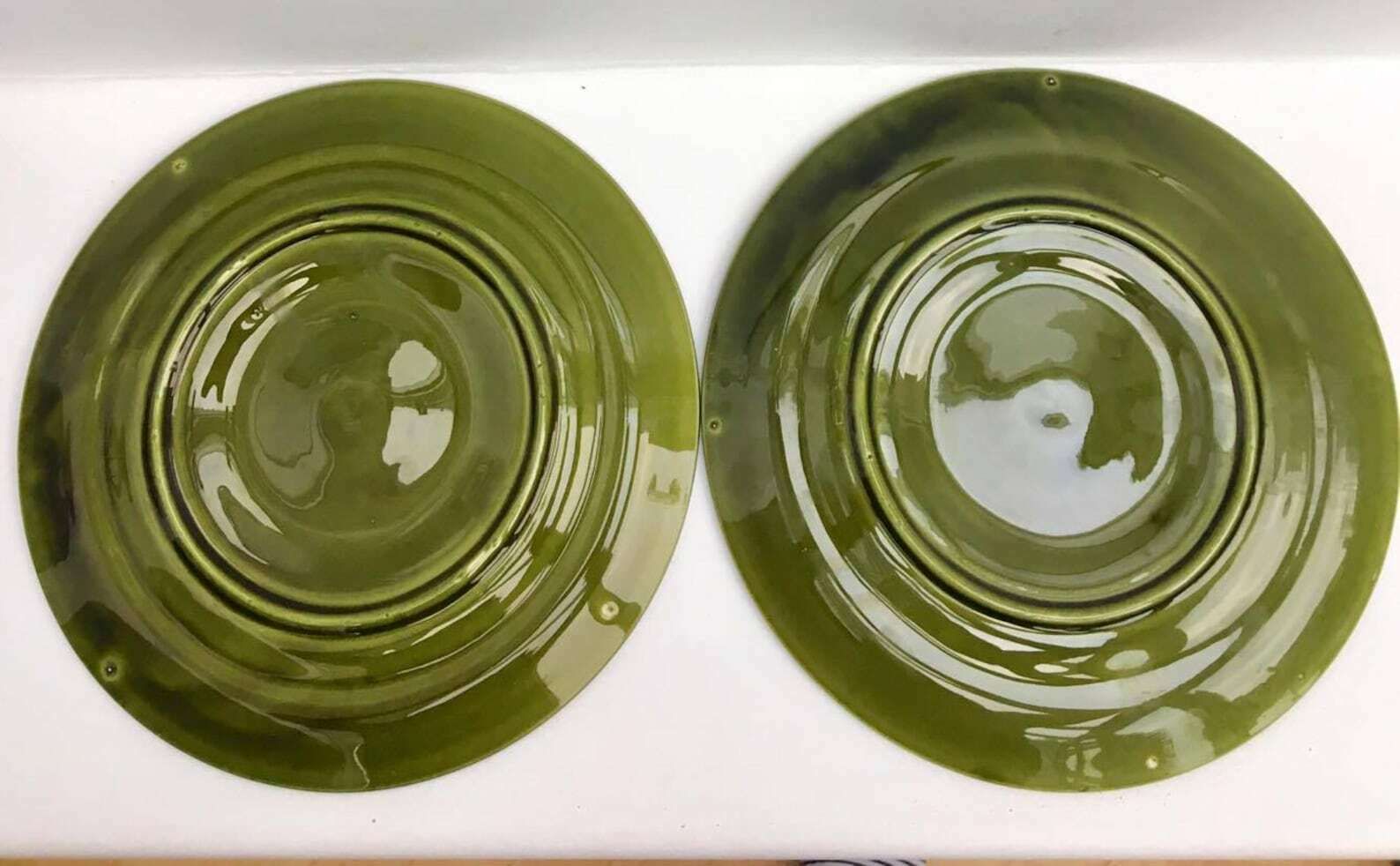 photo for sale 2 Green Oyster Plate Niderviller Earthenware From The 50s Oyster Plate Oyster Dish Collector Oyster Collection Wedding Gift, French Pottery