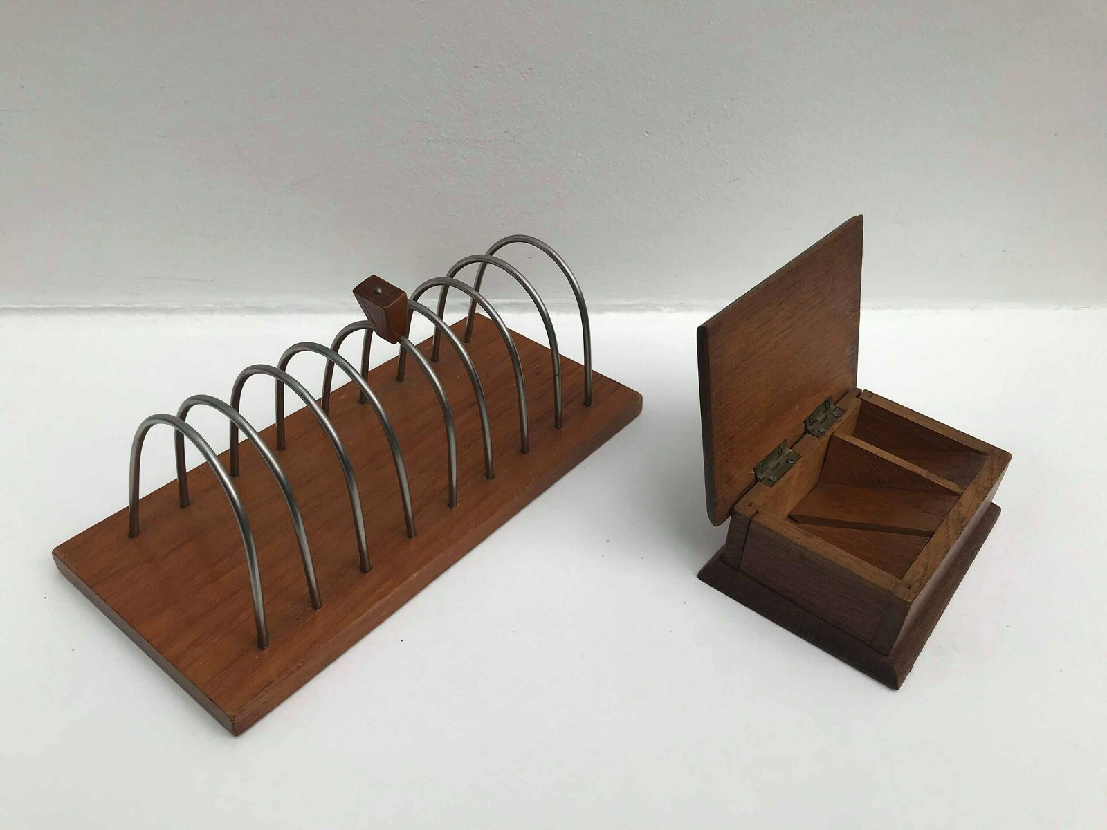 Wooden Desk Accessories Mid Century Teak Wooden Stamp Box Letter Holder Desk Organizer Ornaments Gift For Her Decor 50s Box Collector Gift photo 164.0