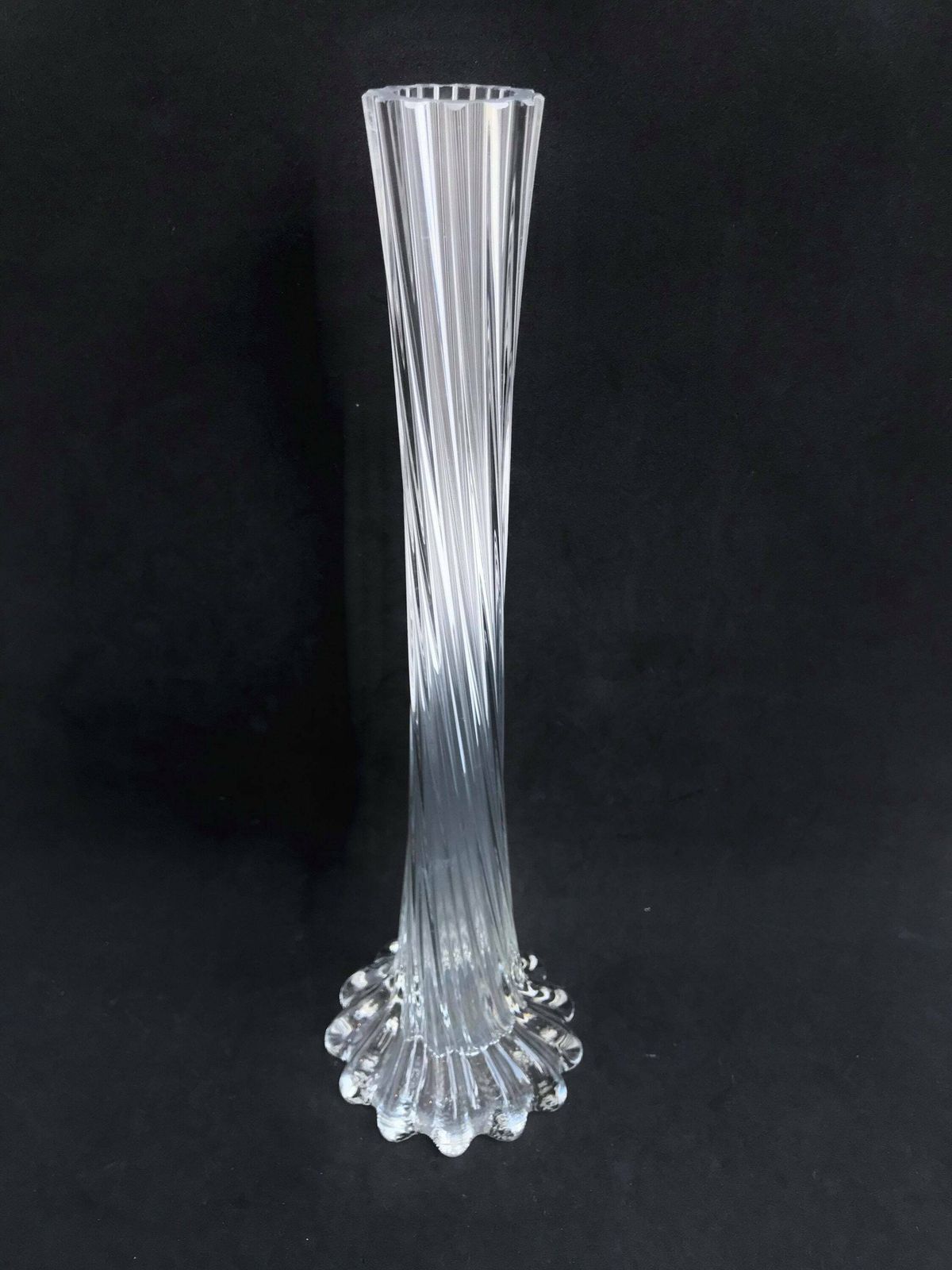 Glazen Twist Knopvaas Clair – Modern Mid Century, Hoge Stretchvaas, Gedraaide Steel, Kunstglas, Buisvorm, Soliflor, Cadeau, Bruiloft photo buy