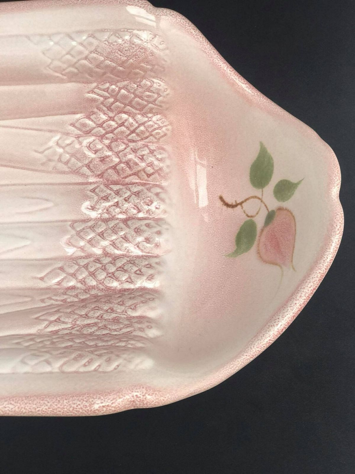 Asparagus Serving Plate Vintage Soft Pink Vintage Majolica Dinnerware Wedding Gift Mid Century By Salins Les Bains Hand Painted photo vintage