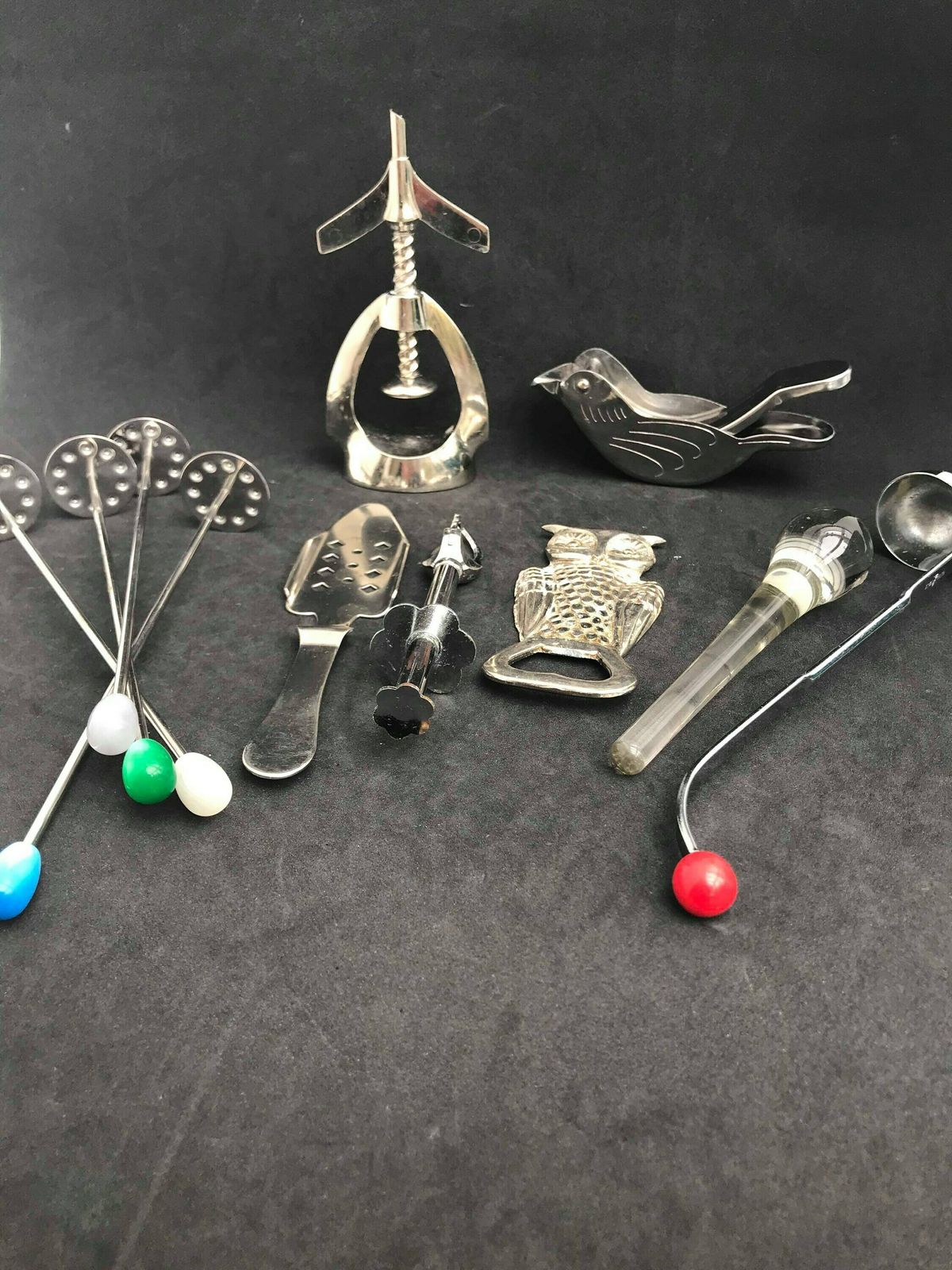 Bar Set Vintage Bottle Opener Set Bird Owl Beer Opener Bar Knife Mid Century Modern Barware Accessories Nutcracker Bar Tools Christmas Gift photo 110.0