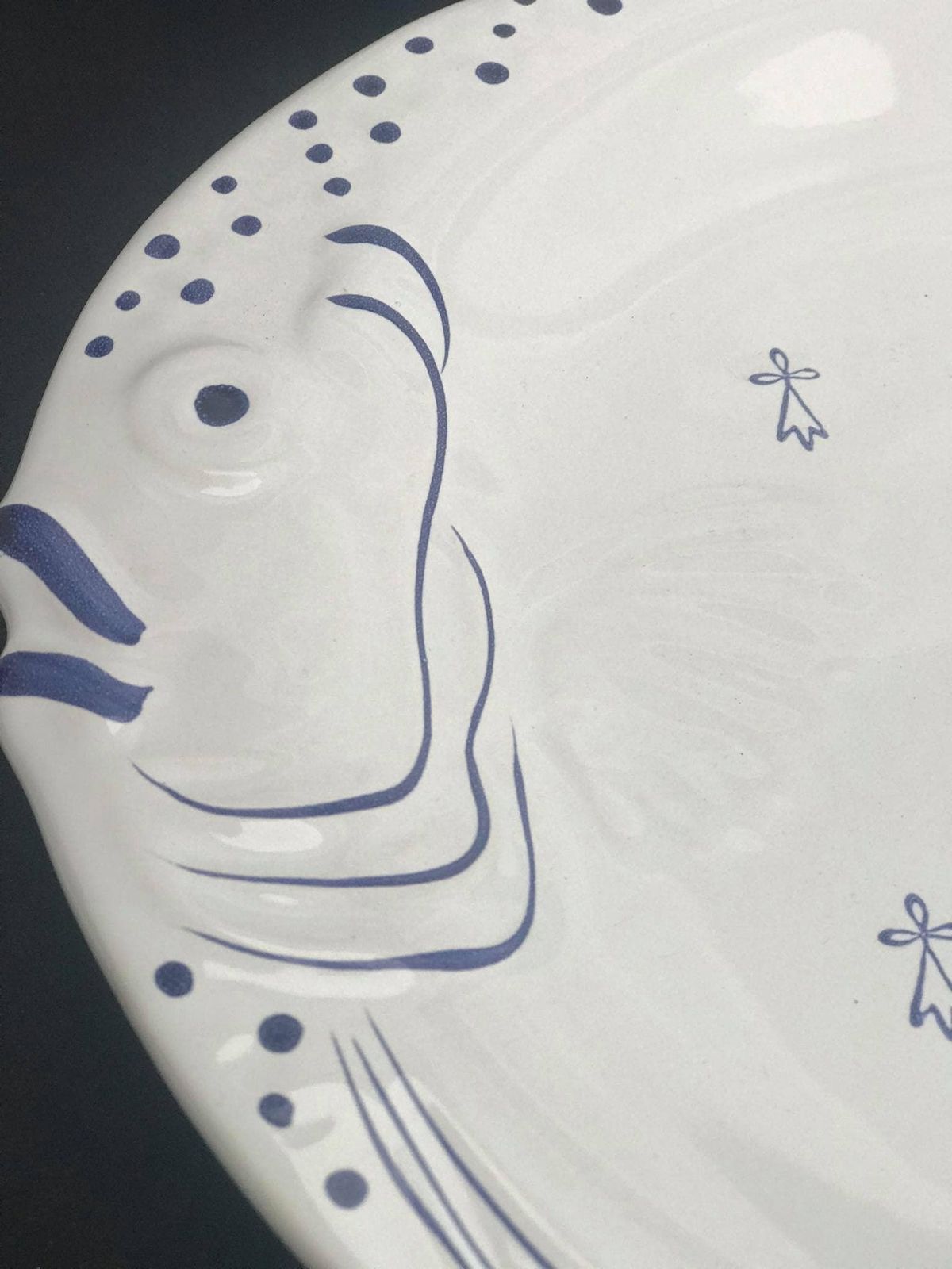 photo for sale Fish Shaped Plate Pornic French Blue White Decor Hand Painted Faience Fish Plate Kitchen Decor Coastal Decor Beach Side Decor Gift Collector