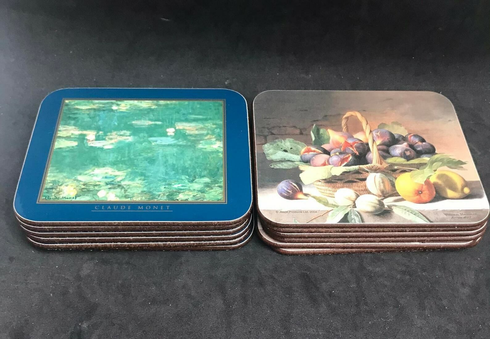 photo furniture Coasters By Jason Set Boxes Of 6 Each Wih 2 Differents Designs Boxed Cork Coasters Hardboard Monet Paintings Figs Hostess Gift