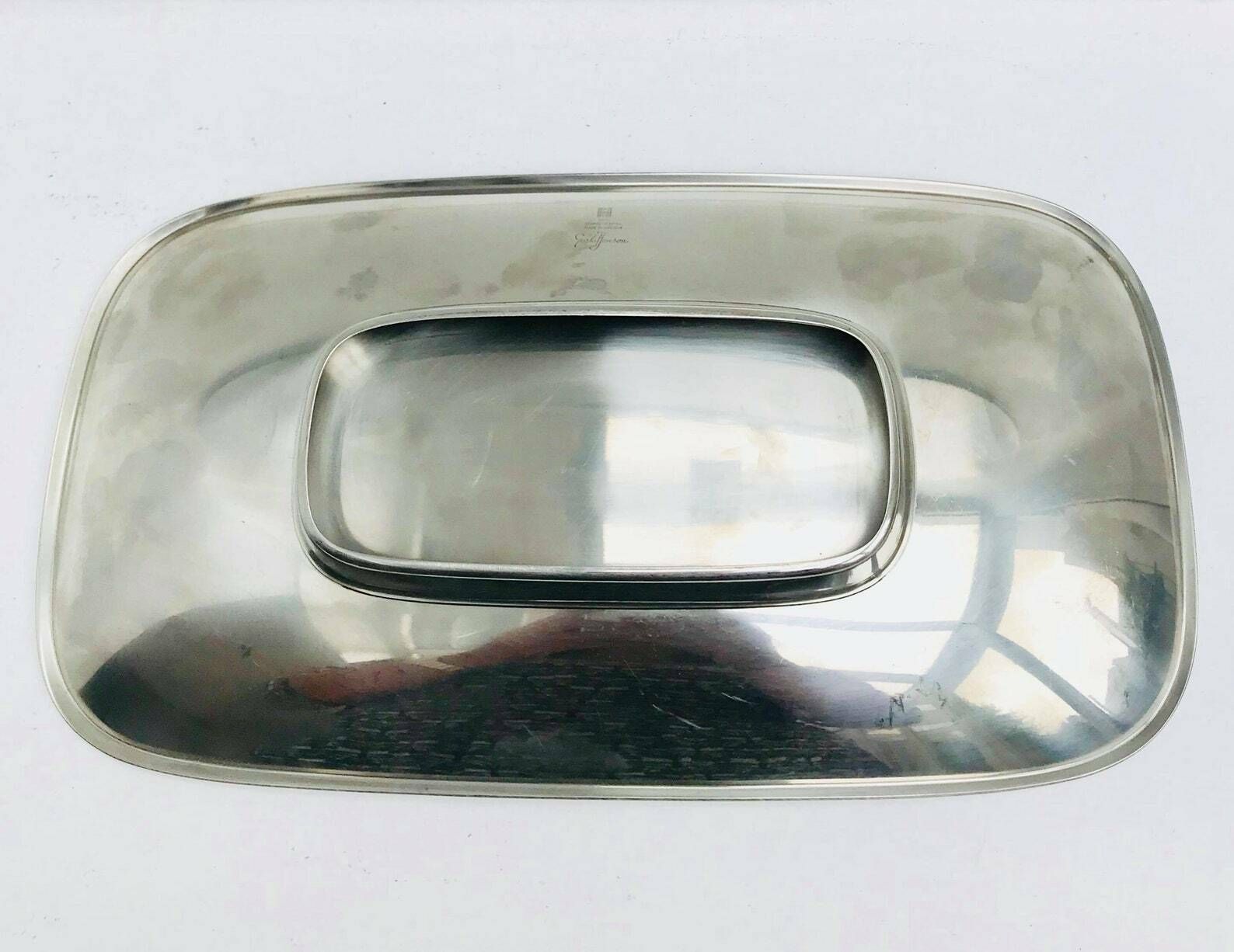 Serving Dish Or Tray Modernist Style Stainless Steel By Gustaf Janson. Marked: Hab Logo, Stainless Steel Made In Sweden Gustaf Janson Mcm photo Home Decor
