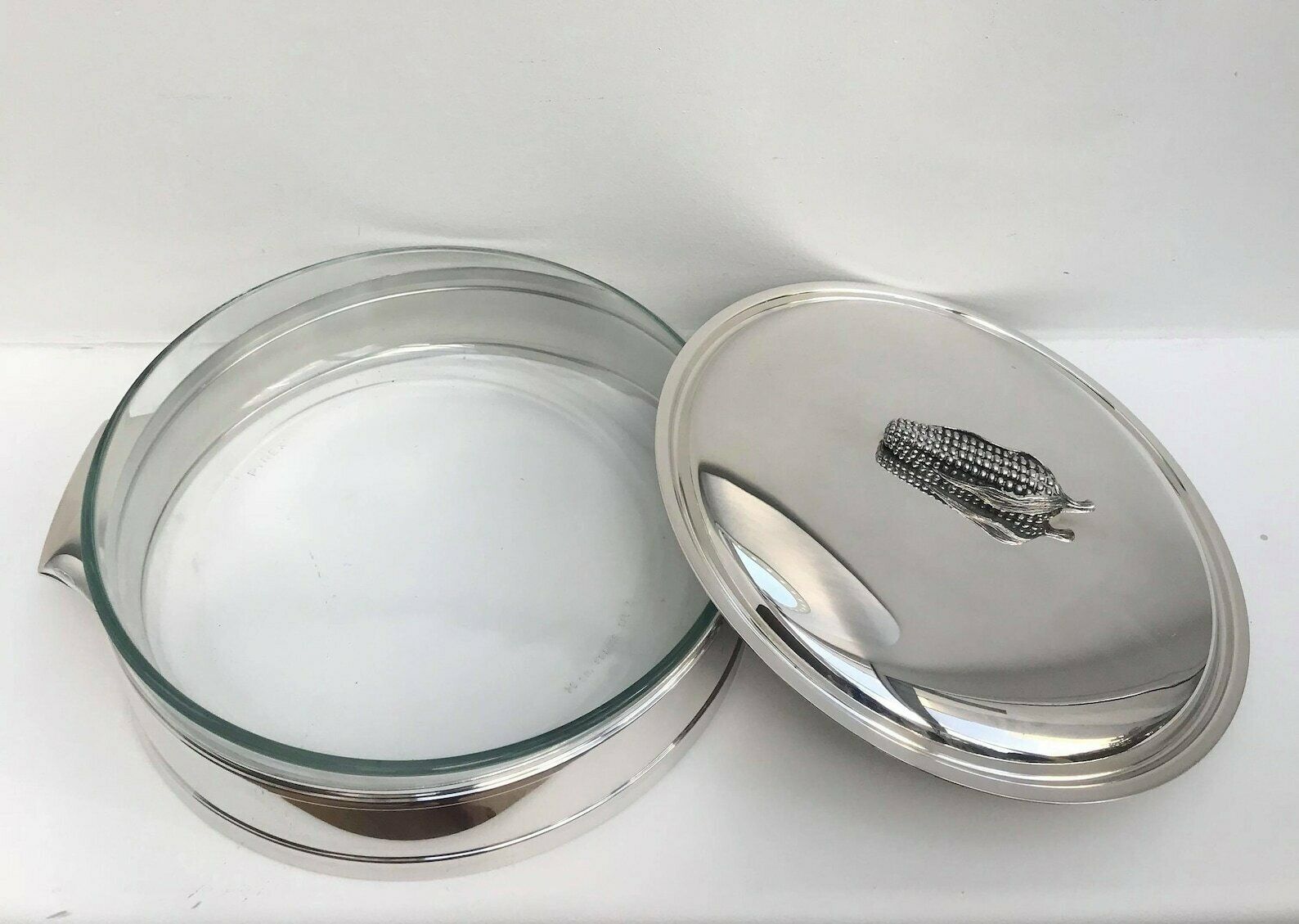 Lidded Service Dish Silver Plated Serving Plate Chritsmas Vegetables Plate, Thanksgiving Vegetables Pyrex Ovenproof Gift For Her Fall Table photo Home Decor