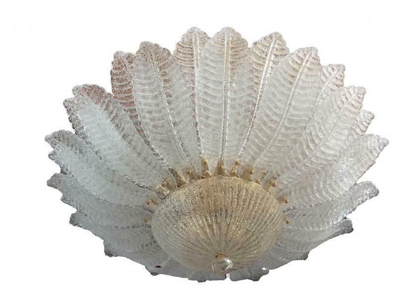 Impressive Murano Glass Sputnik Chandelier Flush Mount Like Mazzega Zuccheri Venini Barovier Style photo vinterior