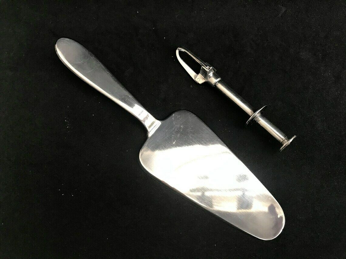 Taartschep En Suiker /Ijstang In Cadeaudoos – Verzilverd, Vintage Frans, Mid Century – Eldée France photo Woonaccessoires