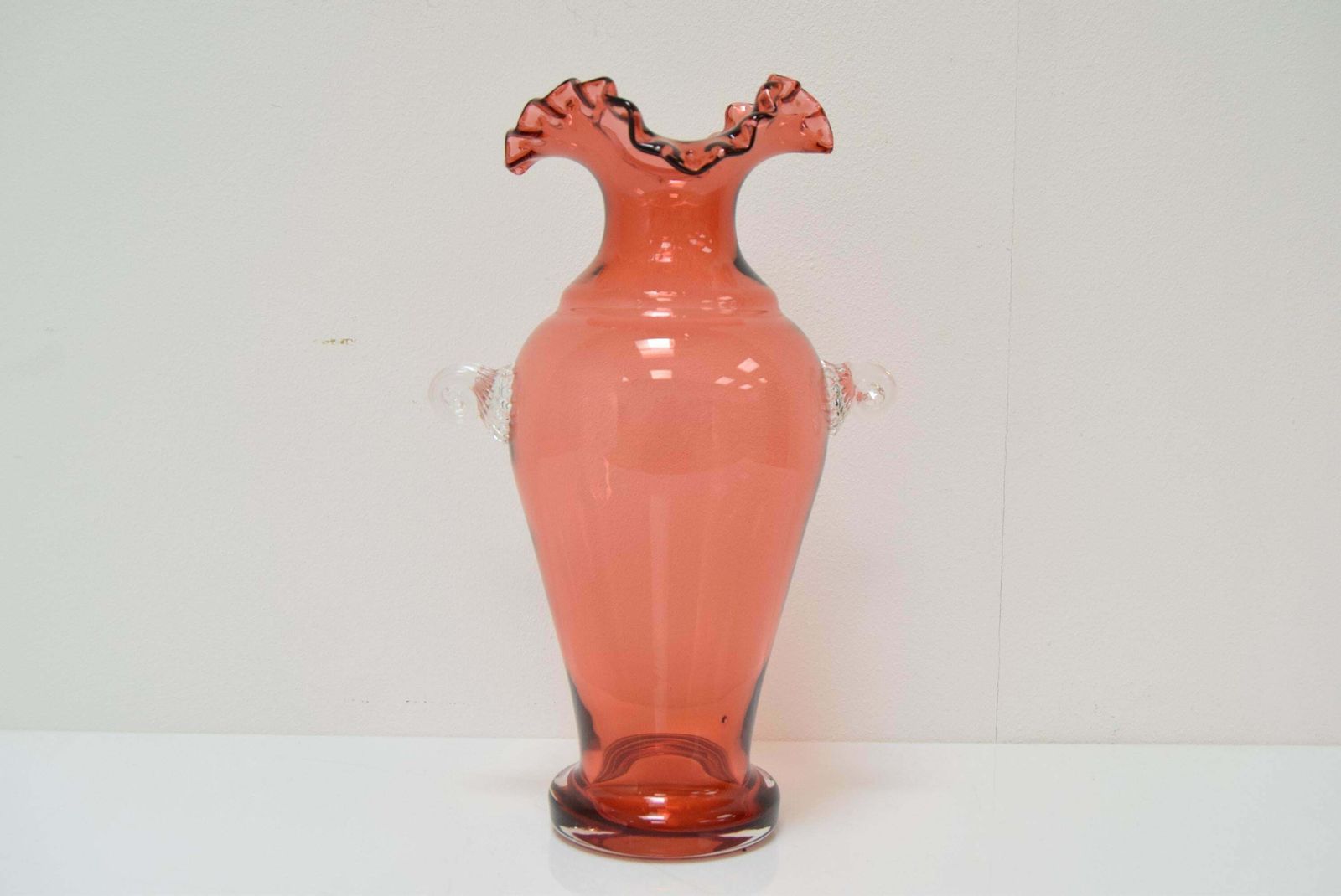 Art Czech Glass Vase, By Glasswork Novy Bor, 1950s photo for sale