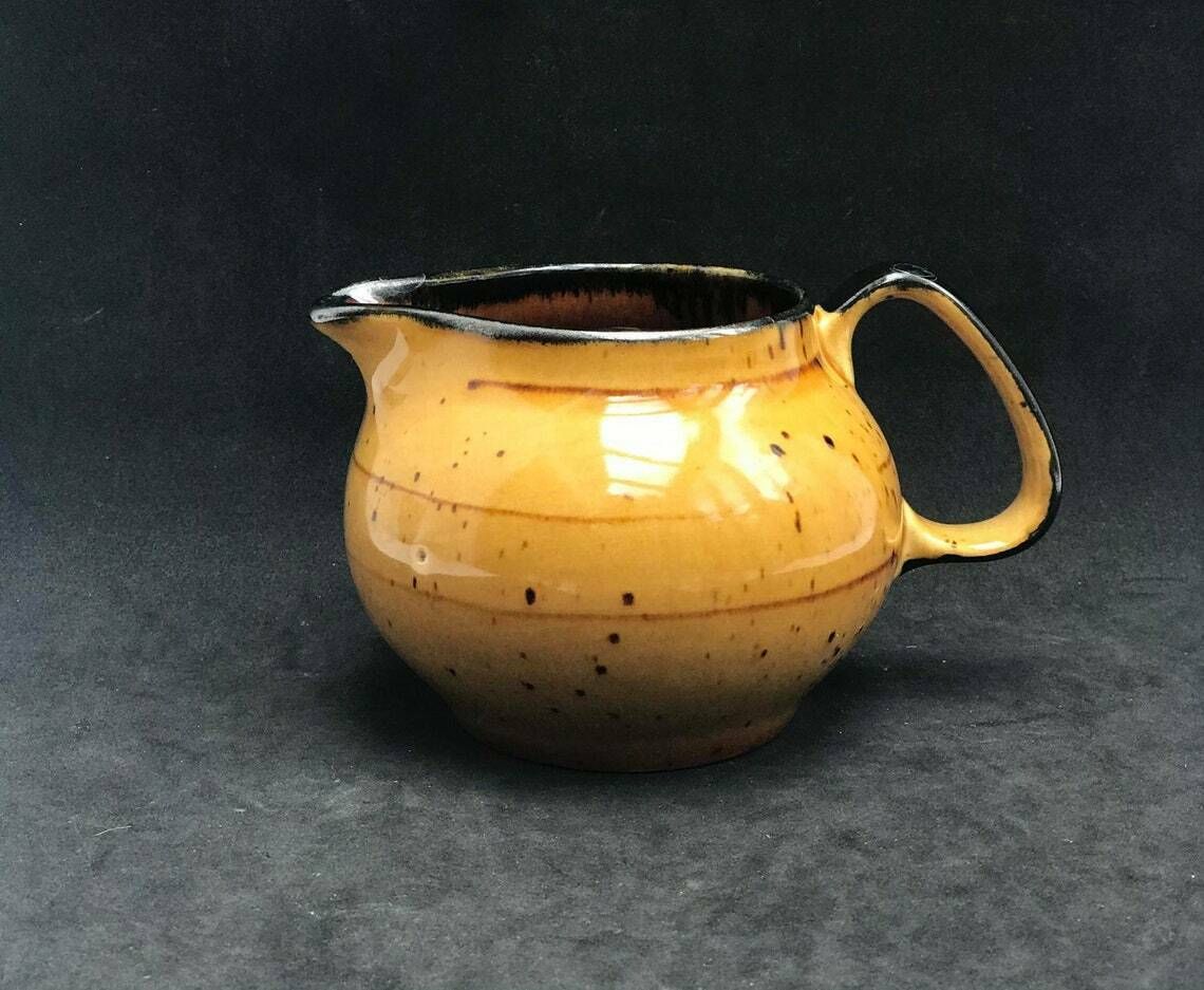 photo for sale Creamer Boch Palma Belgium Pottery Pot Milk Pot Brown Pottery 1972, Ligne Menuet Belgian Pottery