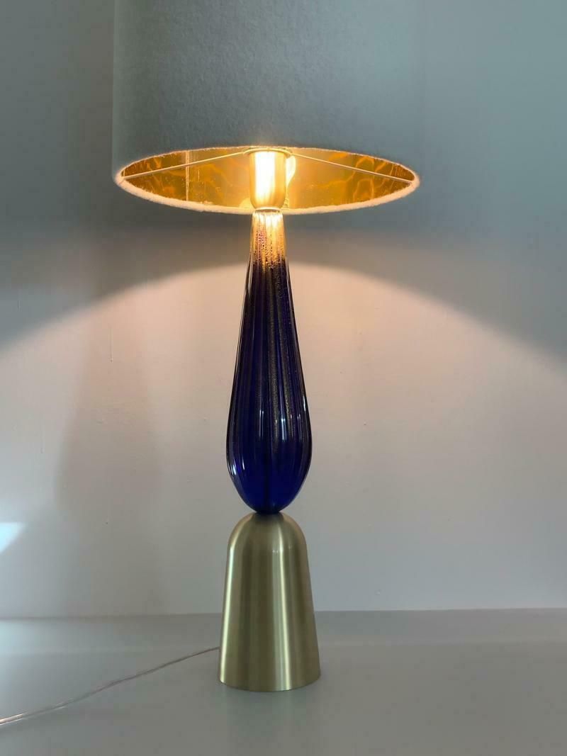 Lot Of 2 Gold And  Blue Murano Glass Table Lamp photo 4712.0