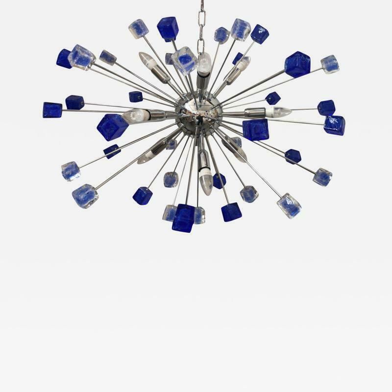 Chandelier Murano Glass Sputnik Blue Italian Handmade photo 3968.0