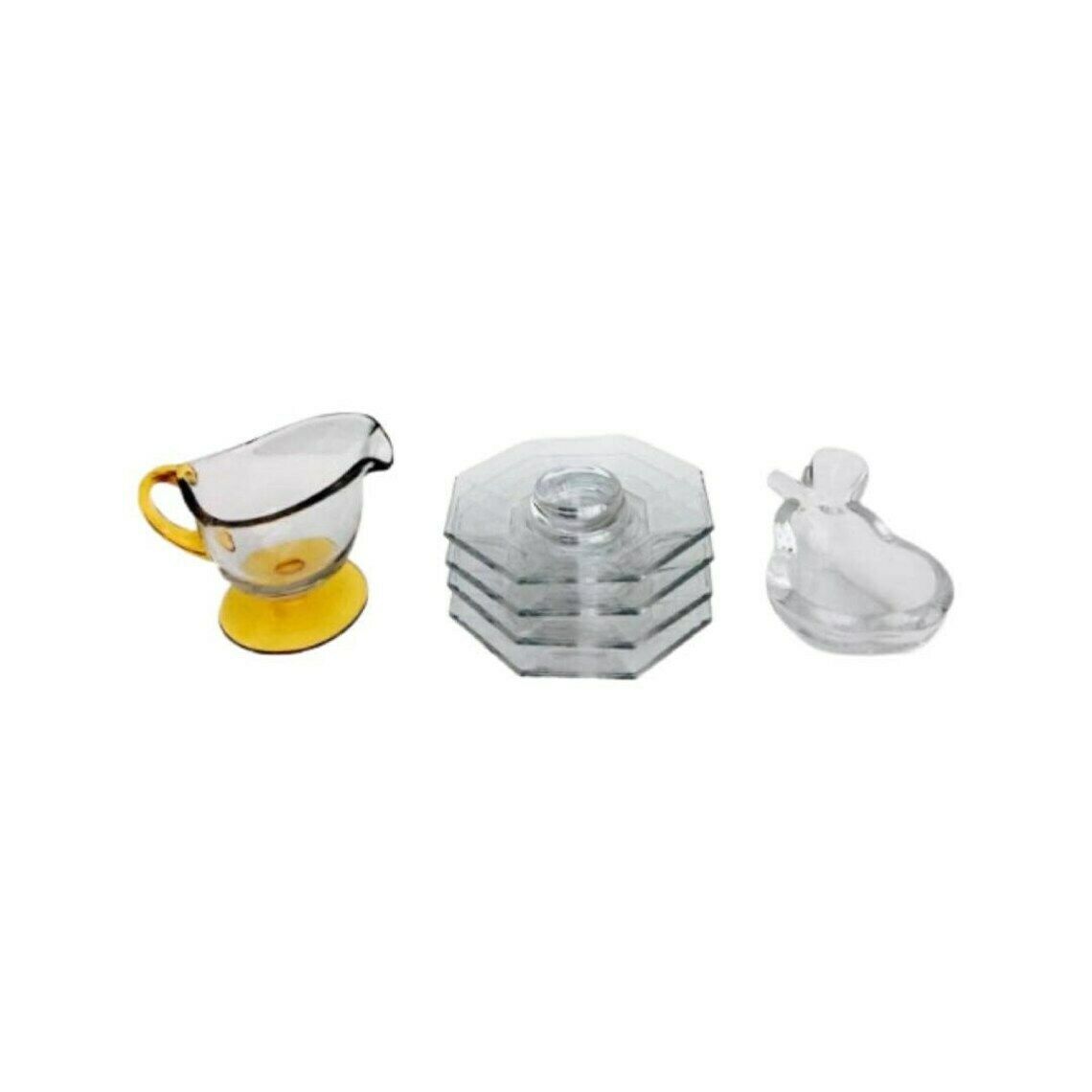 Vintage Eierdopjes, Kommen, Transparant Glas – Set Van 6 Stuks: Peervormige Kristallen Kom, 4 Eierdopjes En Een Sauskom