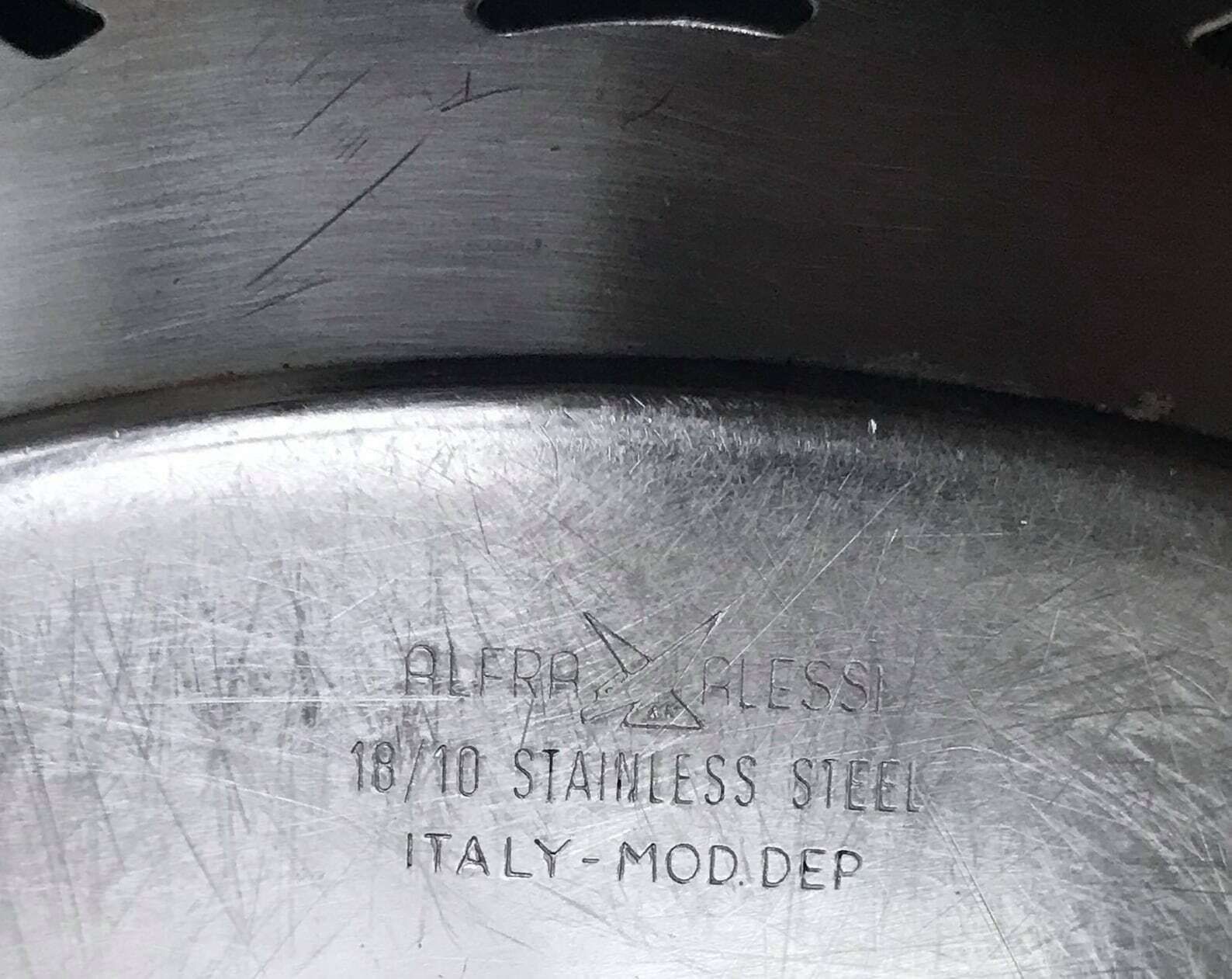 Alessi Alfra Fruit Bowl Centerpiece Bread Serving Vintage Stainless Steel, Black Plastic Ball Feet Mid Century 1960s Christmas Gift For Mum photo for sale