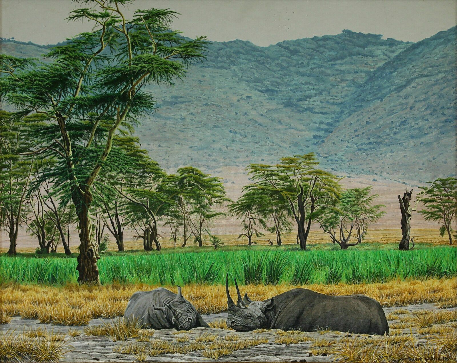 Acrylic Painting Of An African Scene By Robert Whitten. photo furniture