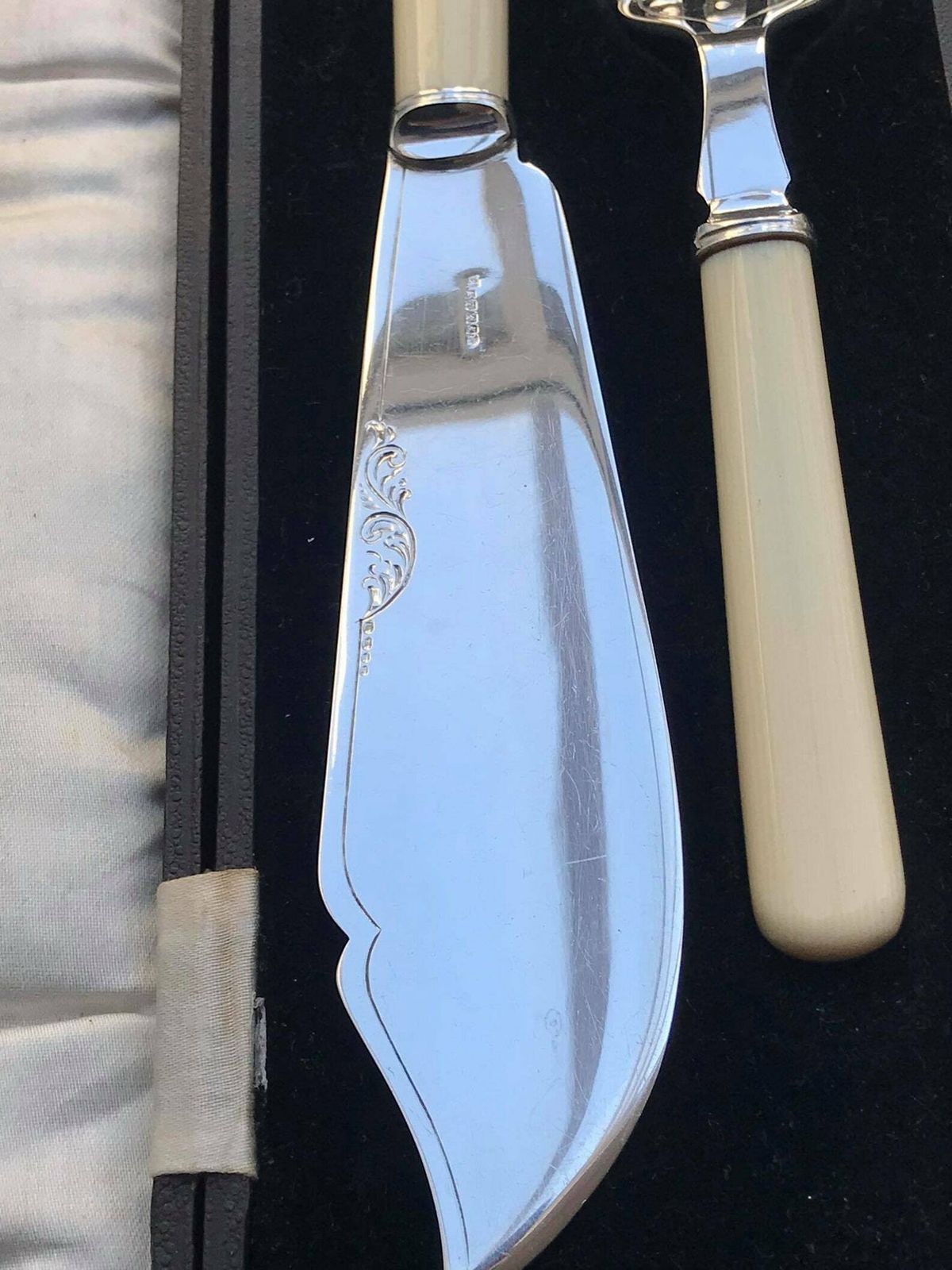 Serving Cutlery Set Seafood Fish Knife England Silver Plated Mid Century Ivorine Handled Gift For Her Seafood Flatware Wedding Gift Boxed photo Home Decor