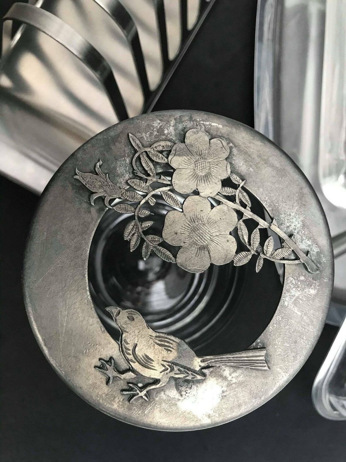 Ontbijtset – Botervloot Met Deksel, Toastandhouder, Jampotje – Glas, Tin En Roestvrij Staal – Tafeldecoratie Of Cadeau photo for sale