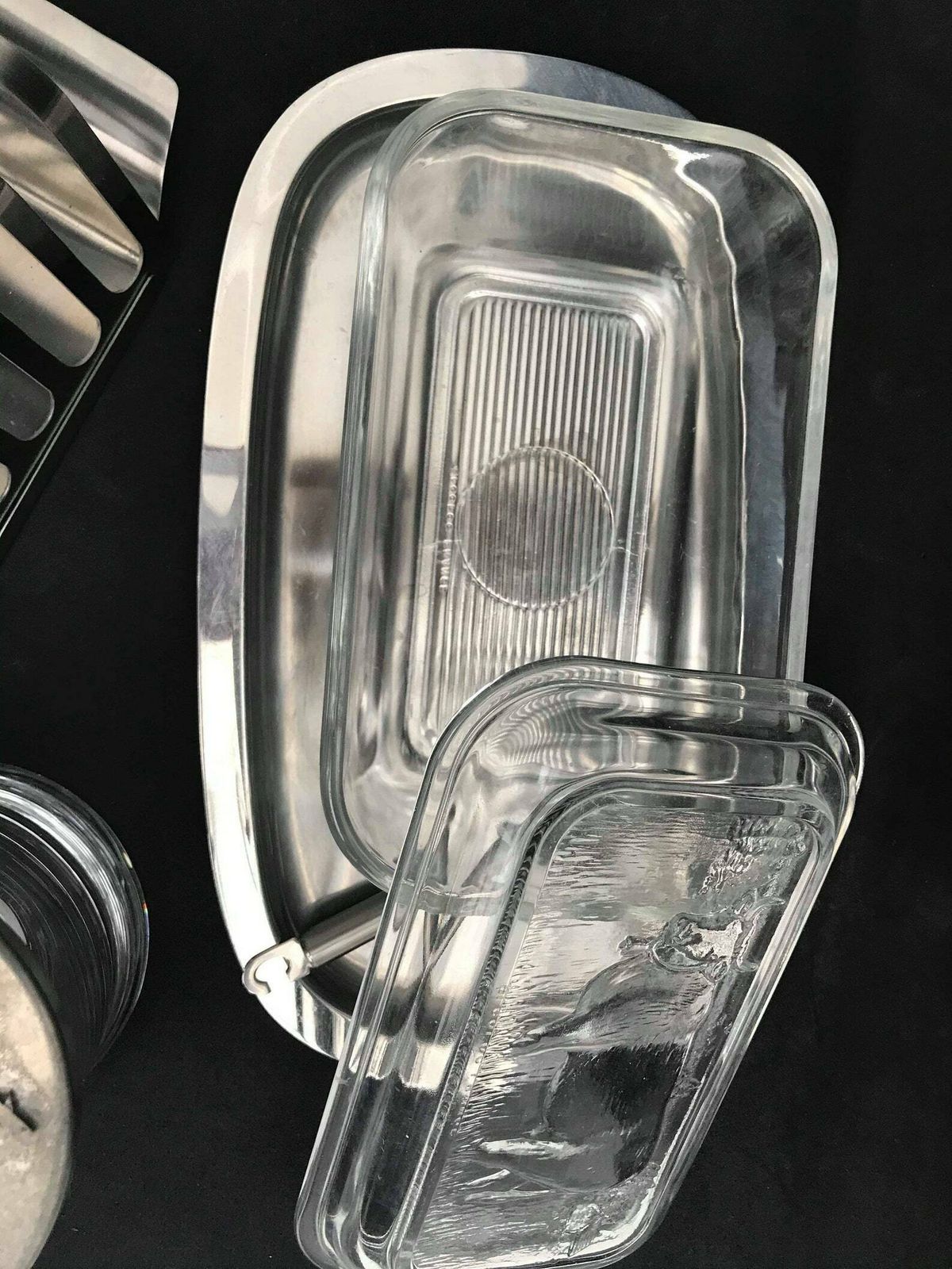 Ontbijtset – Botervloot Met Deksel, Toastandhouder, Jampotje – Glas, Tin En Roestvrij Staal – Tafeldecoratie Of Cadeau photo 107.0