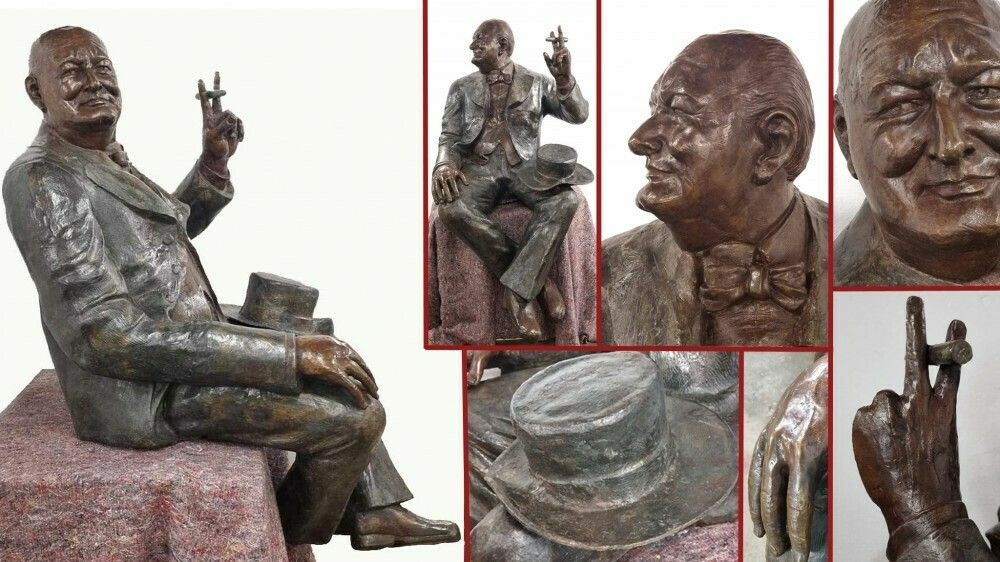 Large Bronze Winston Churchill Statue Seated British Pm Casting