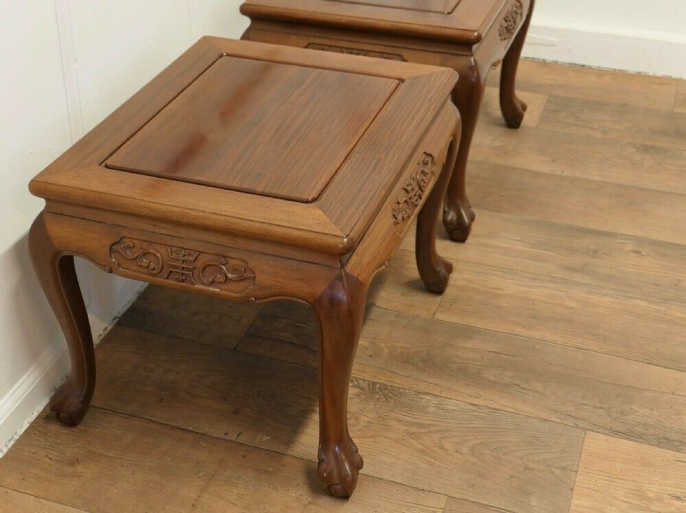 A Pair Of Oriental Teak Low Tables, Coffee Tables photo Furniture