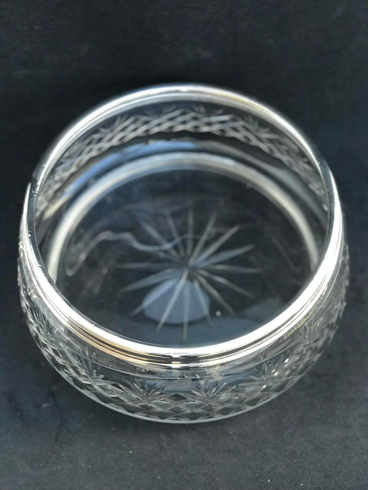 photo for sale Salad Bowl Sterling Silver And Cut Crystal Large Bowl Antique English J T Wordsworth & Co Luxury Gift Wedding Gift Couple Gift Christmas