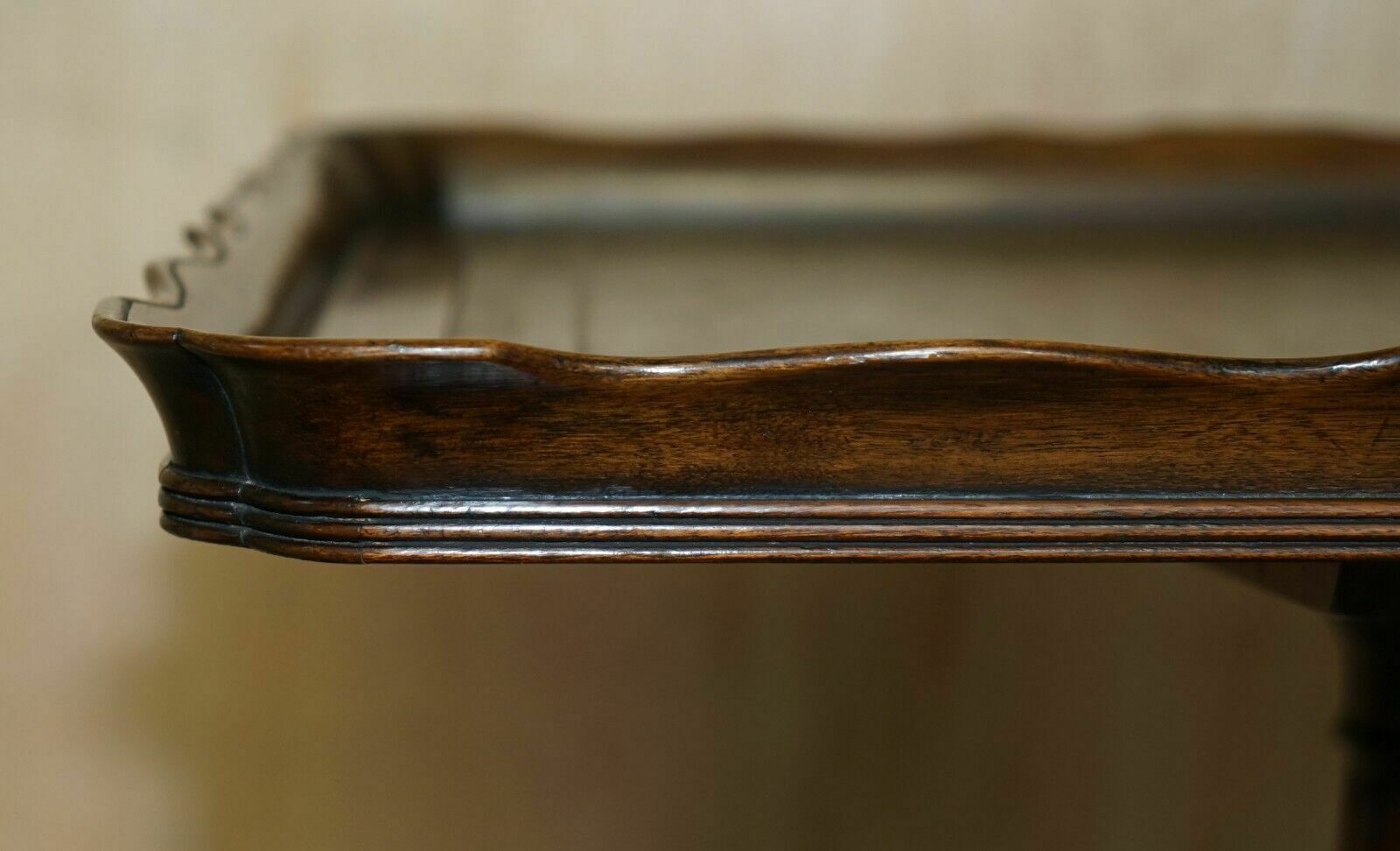 Large Ornately Carved Antique Mahognay & Green Leather Tilt Top Centre Table photo 3750.0