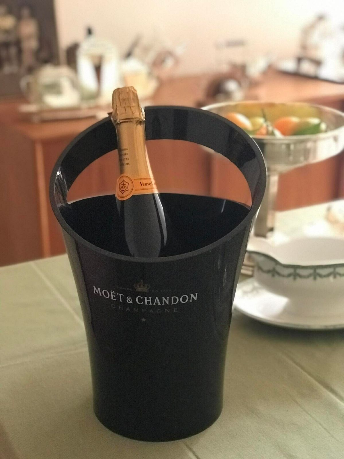 Champagne Bucket Moet Chandon Wine Cooler Made In France. French Vintage, Vintage Moet And Chandon Metal Champagne Bucket, Stamped photo vinterior