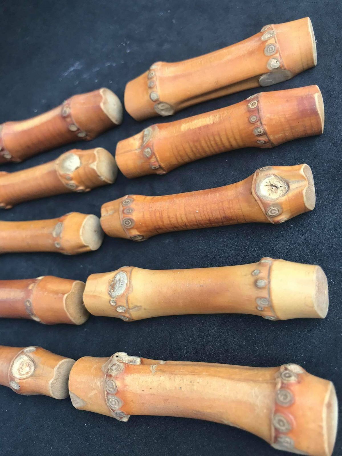 Vintage Messenlegger Set Van Echt Bamboe – 10 Stuks – Boho Chic – Tiki – Bohemian – Tafelaccessoire – Cadeau photo for sale