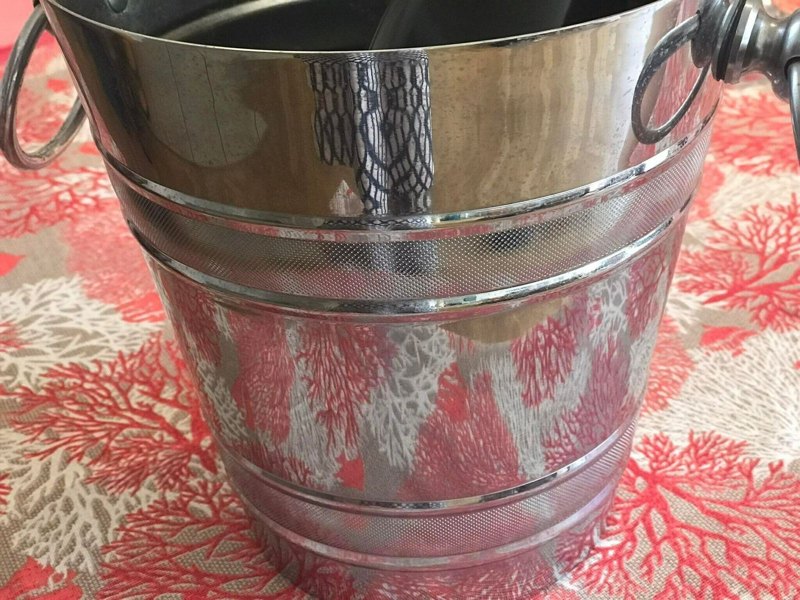 Champagne Bucket France Mid Century Stainless Steel Heavy Wine Cooler Ice Bucket Bar Cart Styling Gift For Him Wedding Gift photo vinterior