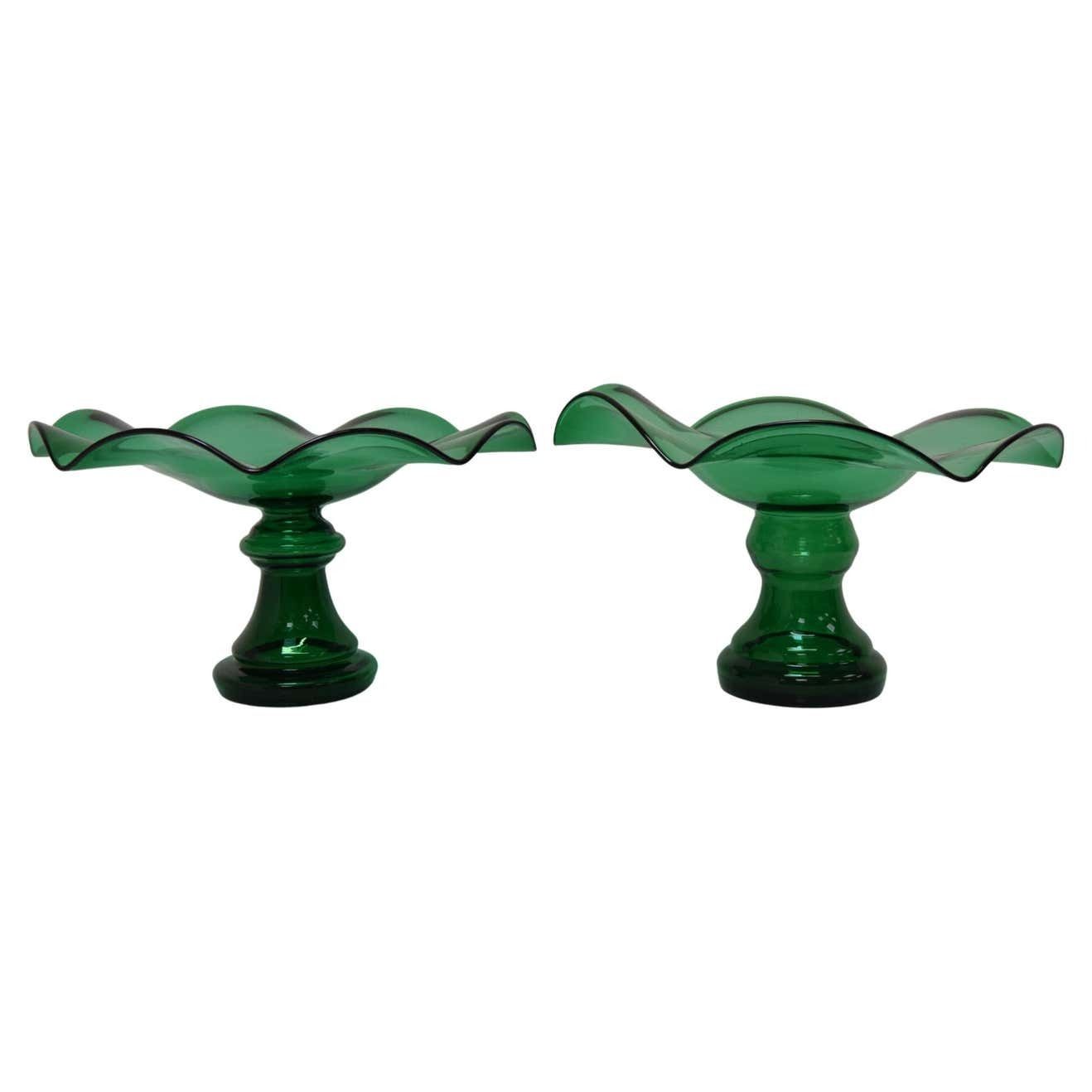 Pair Of Art Glass Bowls, By Glasswork Novy Bor, 1930's. photo furniture