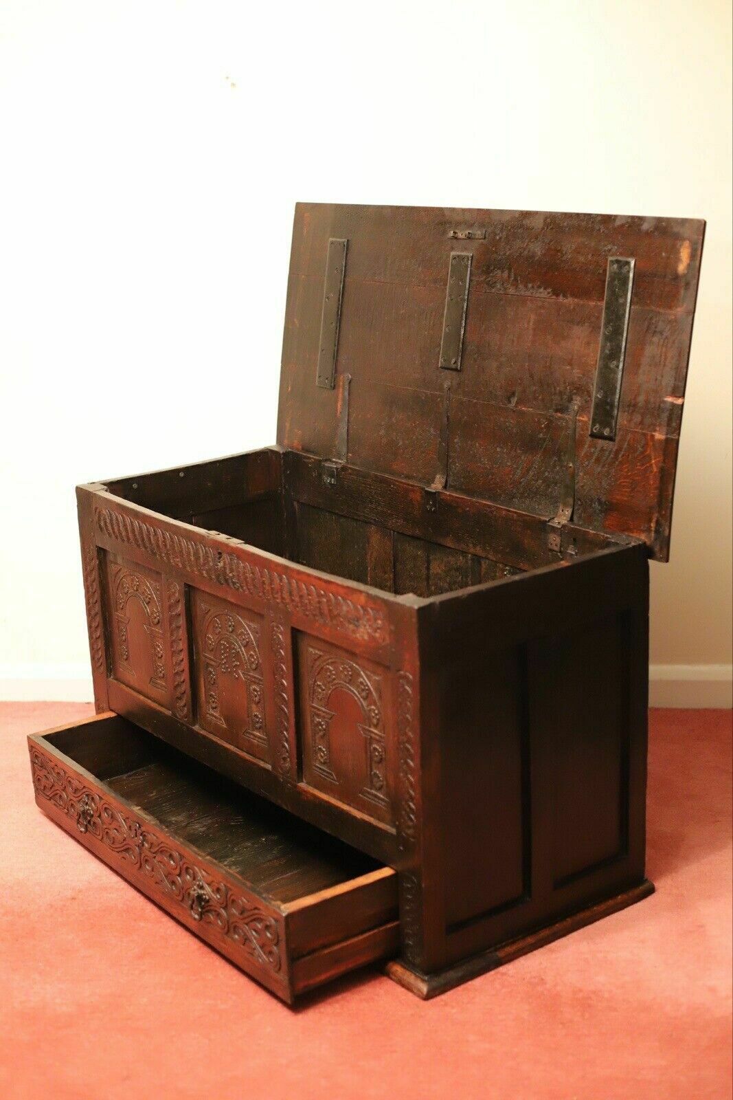 Unique Victorian Carved Oak Mule Chest Made By Hewetson Milner And Thexton Ltd photo Furniture