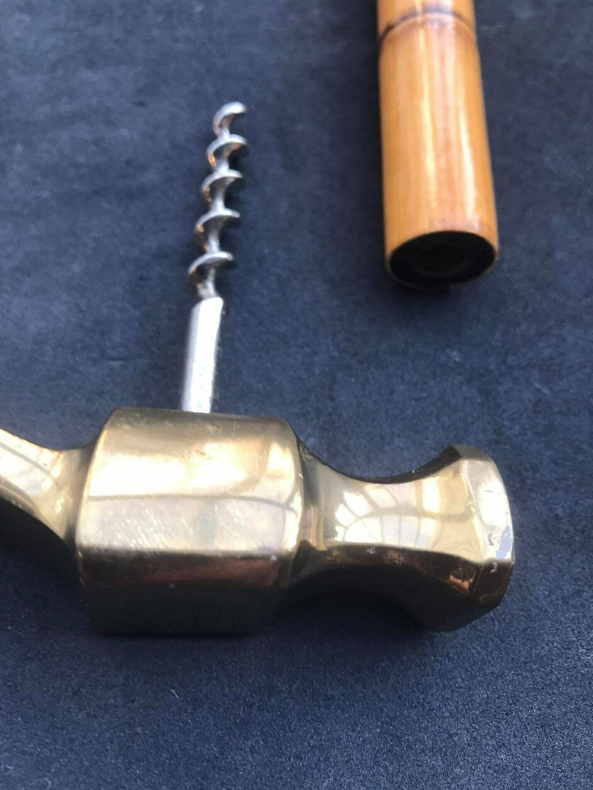 Bottle Opener, Nutcracker Cork Screw Mid Century Brass Hammer With Bamboo Handle, 1950s Tiki Bar Decor Gift For Him Man Cave Gift Boho Gift photo furniture
