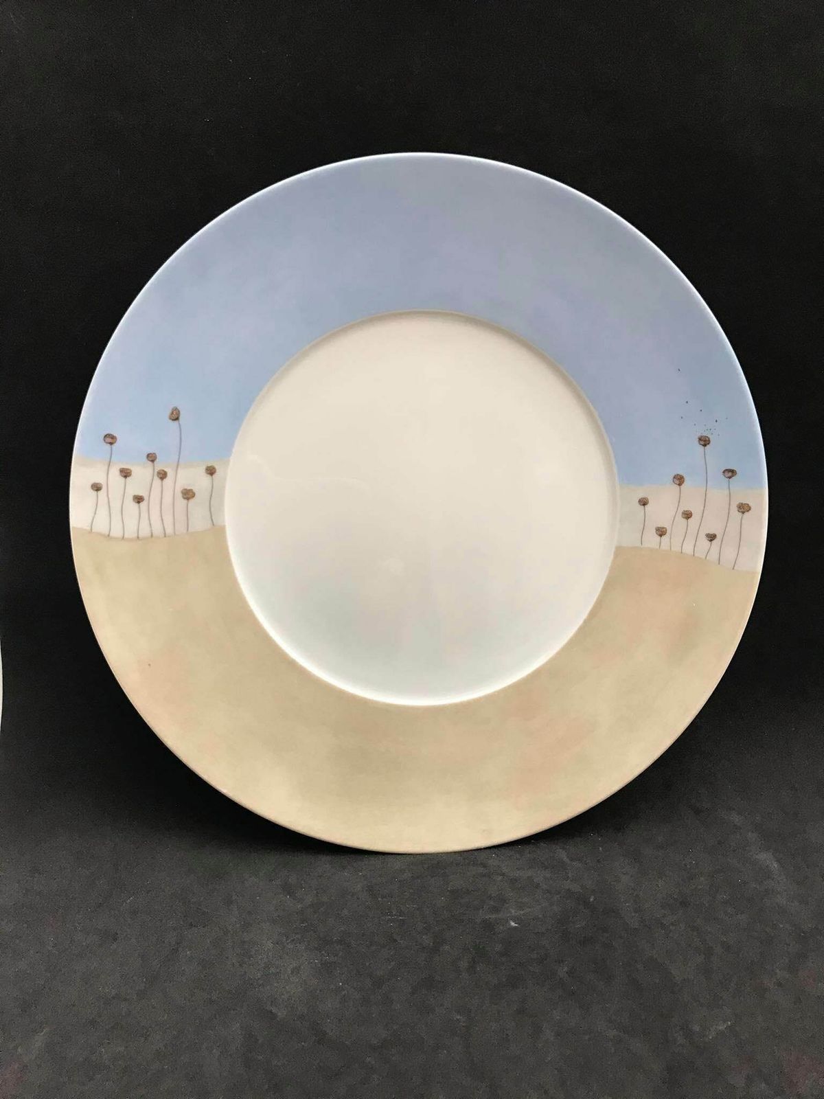 Medard De Noblat Limoges France Zephyr Amapola Dinner Plate Beige Light Blue Presentation Plate Extra Large Replacement Charger Plate photo furniture