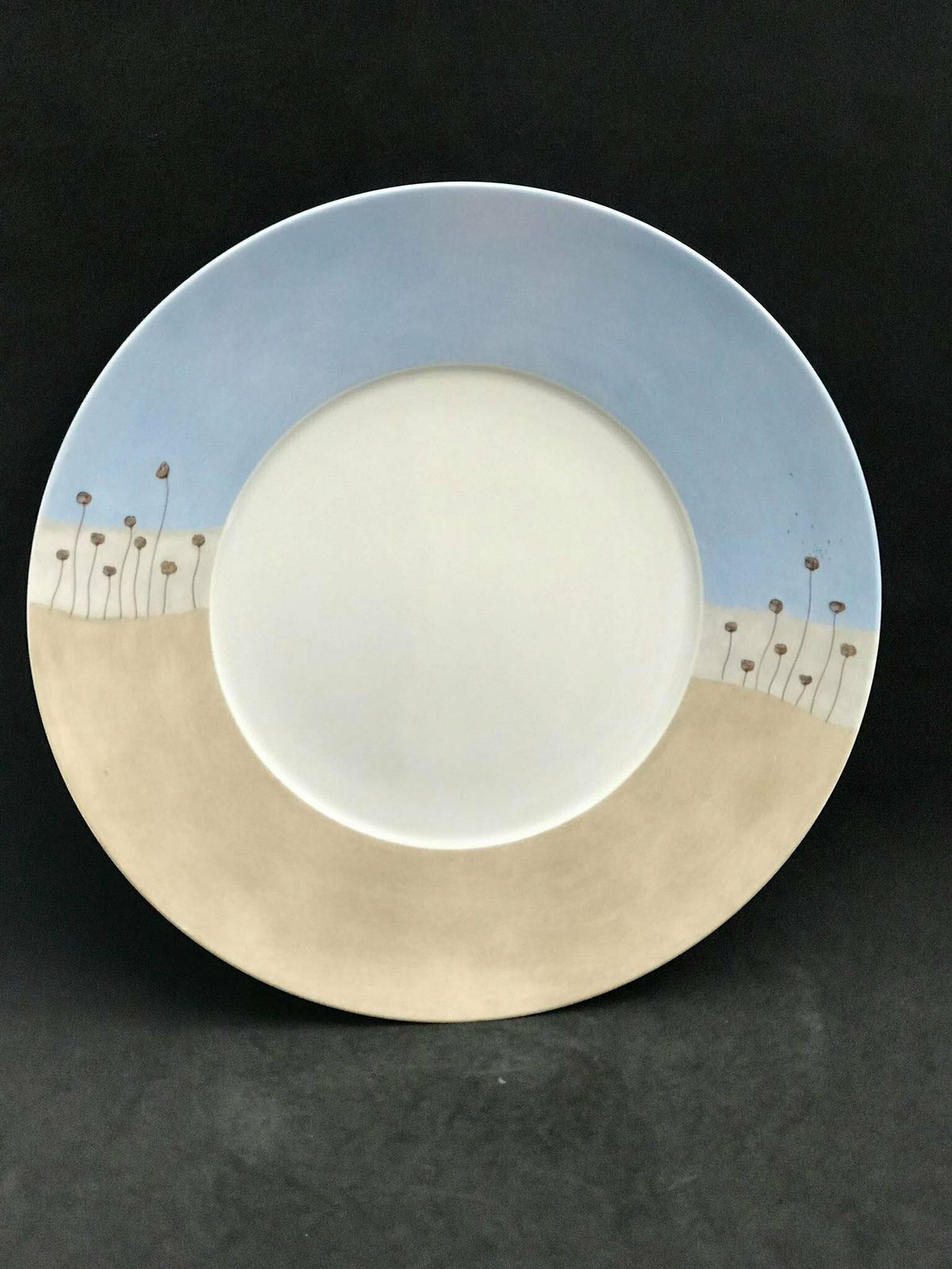 photo for sale Medard De Noblat Limoges France Zephyr Amapola Dinner Plate Beige Light Blue Presentation Plate Extra Large Replacement Charger Plate