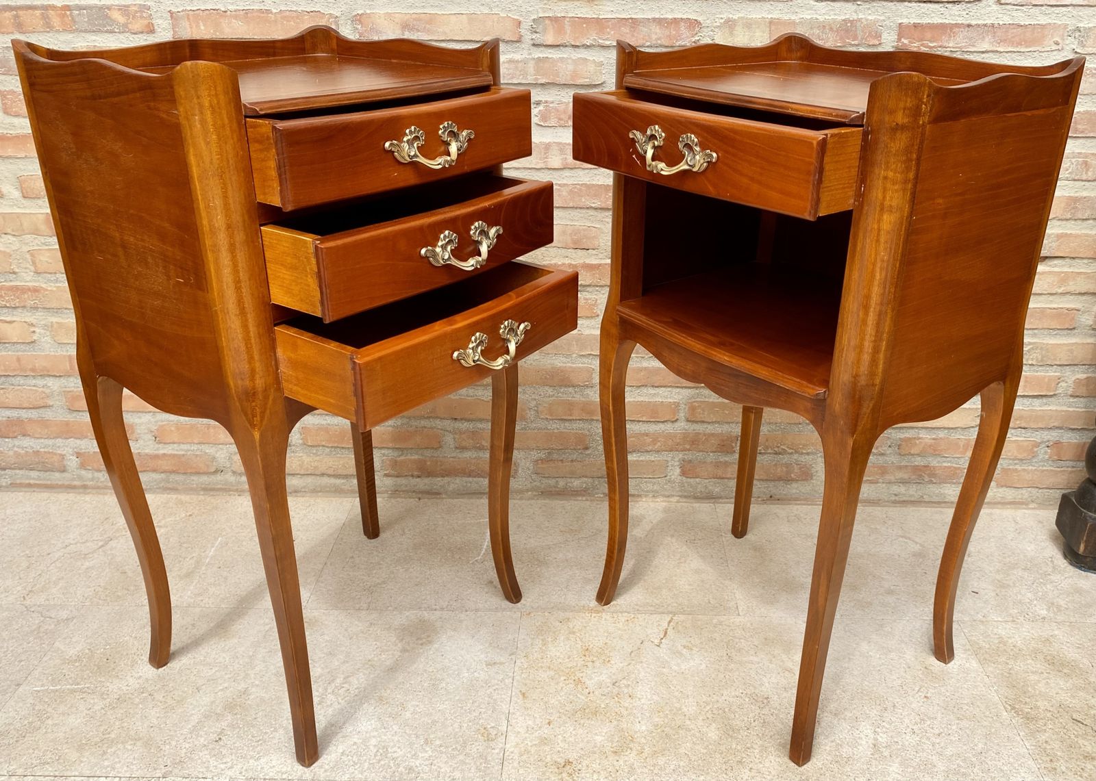 French Cherry You And Me Nightstands With Drawers And Open Shelf, 1960s, Set Of 2 photo Furniture
