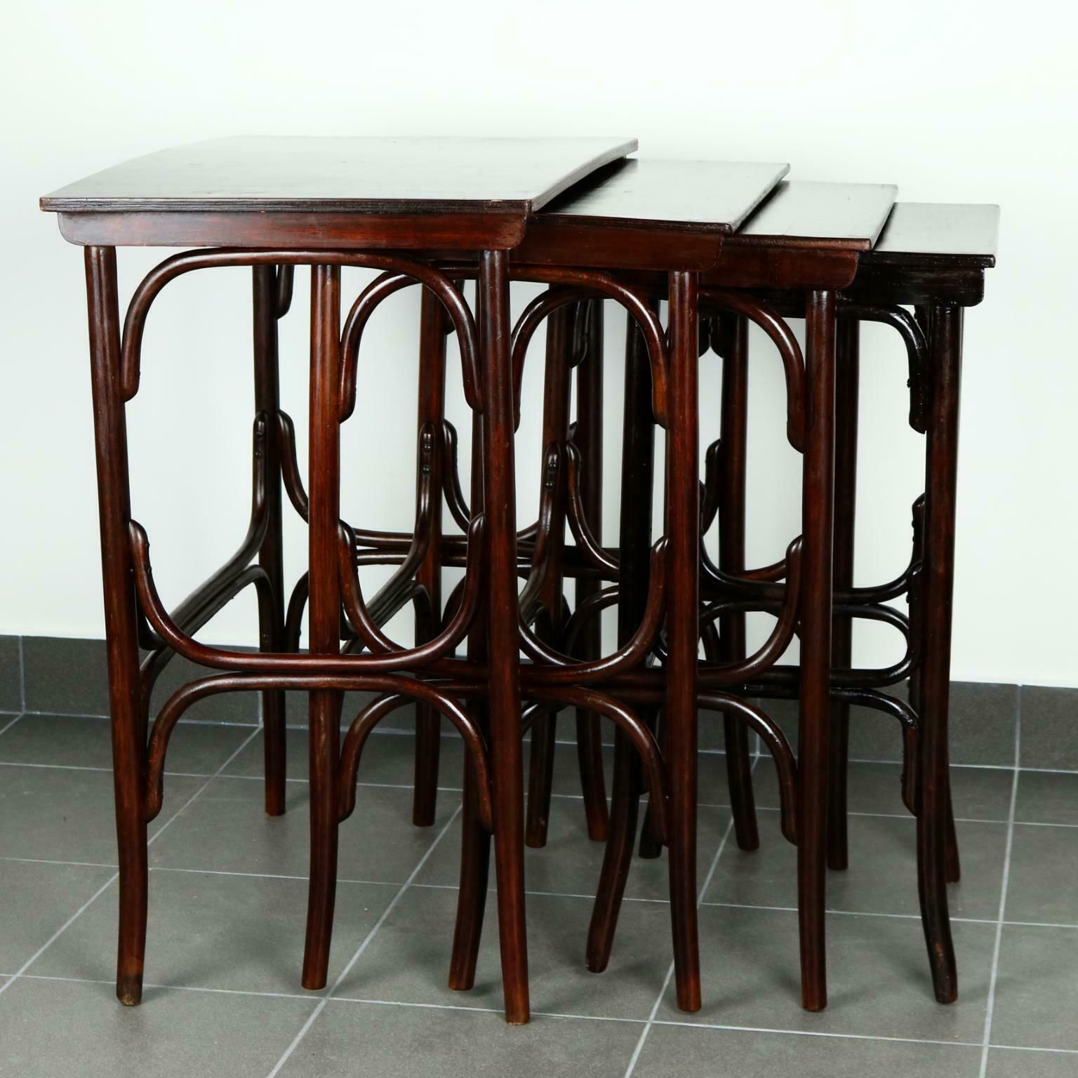 Set Of Four Art Nouveau Nesting Tables No. 10 By Thonet, Circa 1900 photo furniture