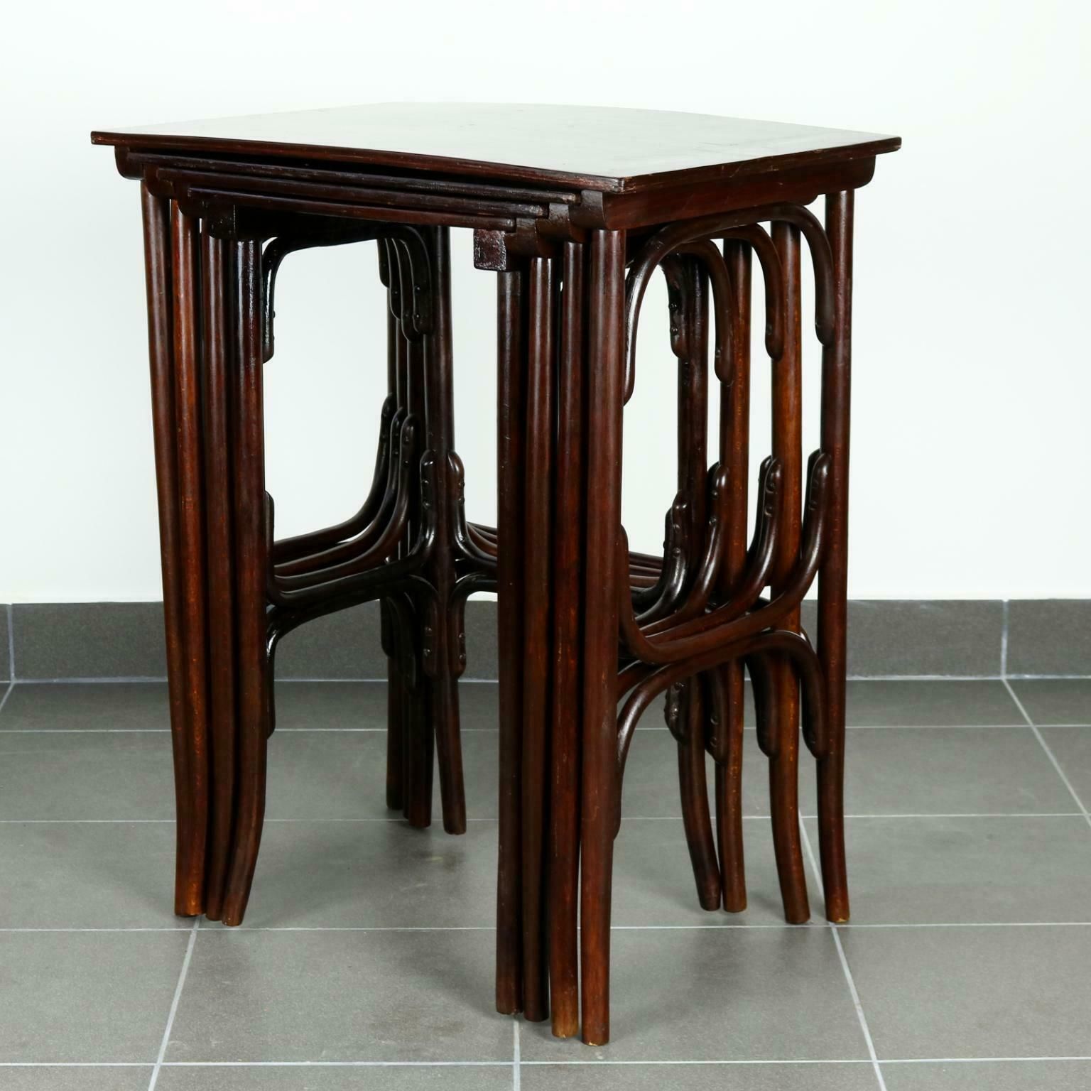 Set Of Four Art Nouveau Nesting Tables No. 10 By Thonet, Circa 1900 photo buy