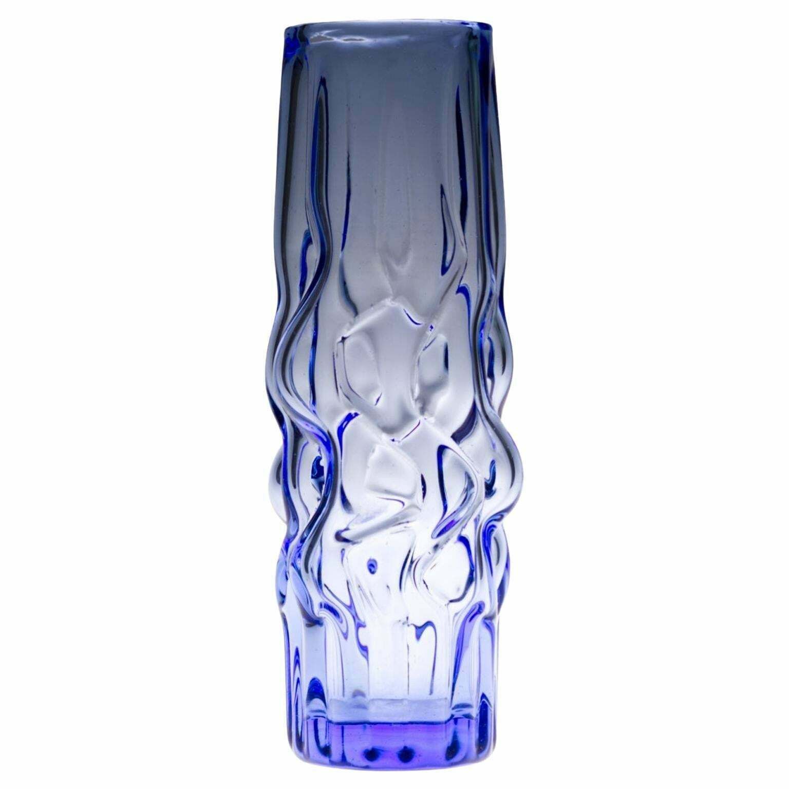Blue Glass Vase By Pavel Hlava For Novy Bor Crystalex Czechoslovakia, 1960s