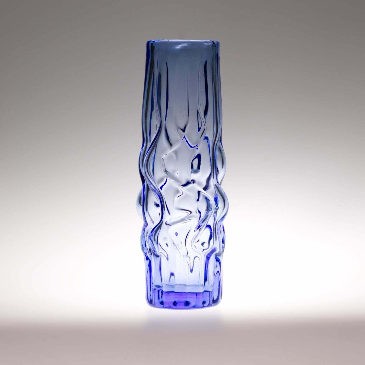 Blue Glass Vase By Pavel Hlava For Novy Bor Crystalex Czechoslovakia, 1960s photo for sale