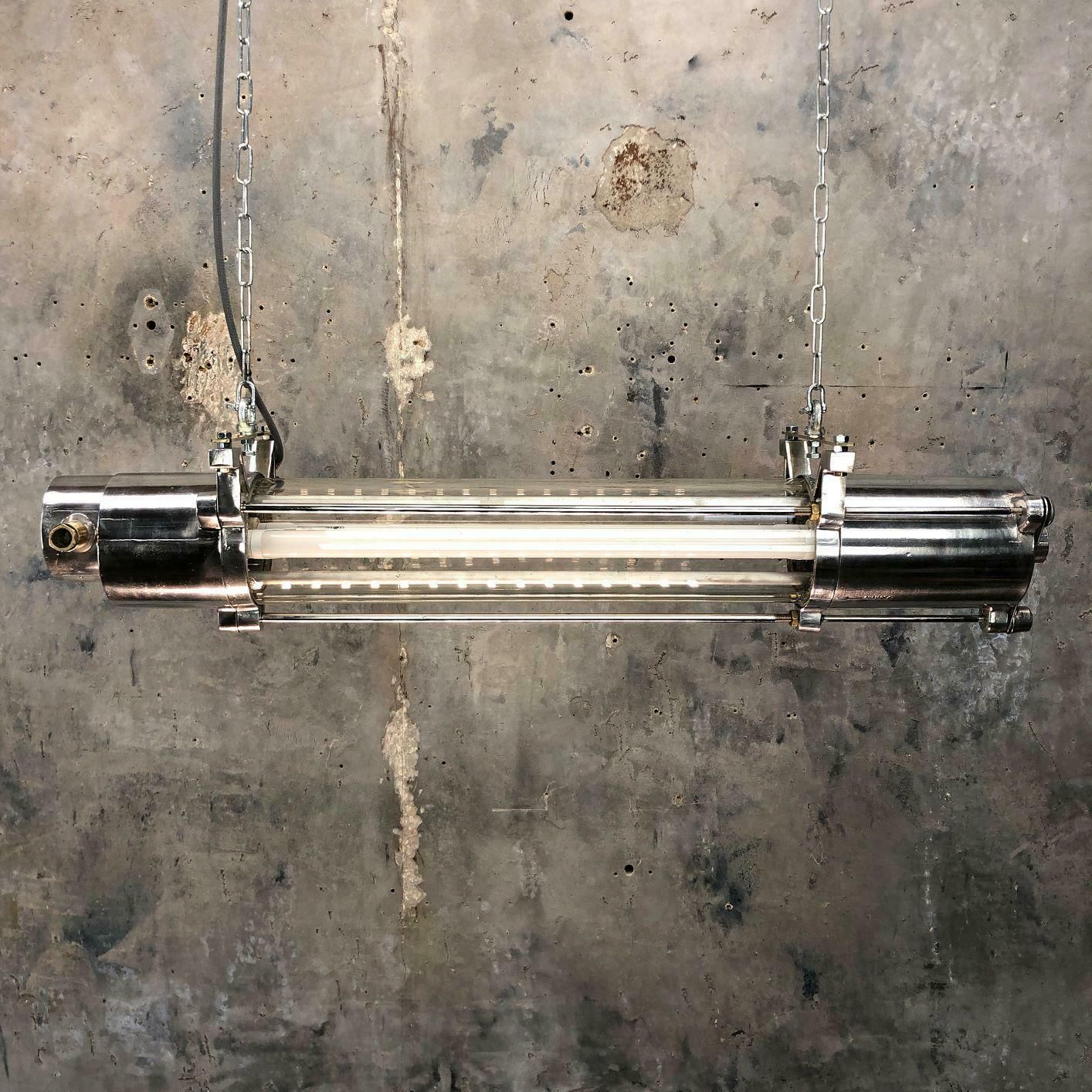 photo furniture 1970s German Industrial Cast Aluminium And Glass T8 Explosion Proof Striplight